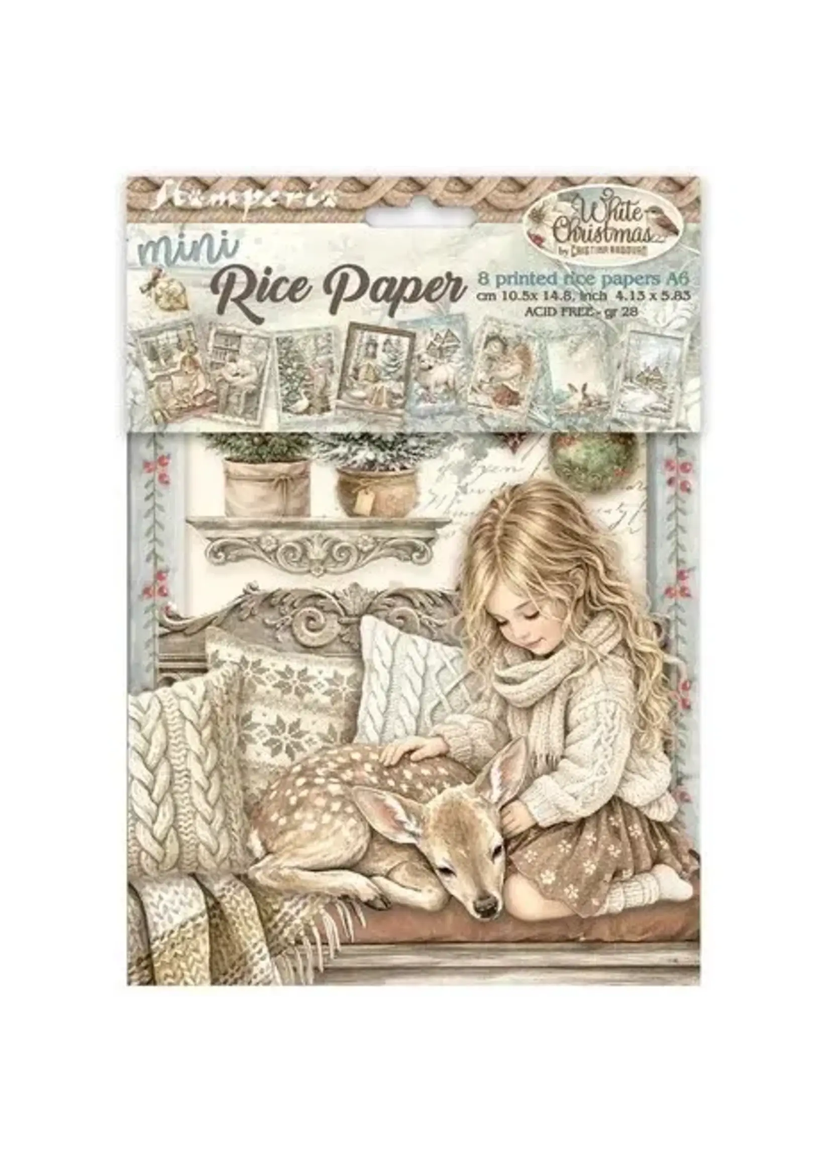 White Christmas A6 Mini Rice Paper Selection (8pcs) by Cristina Radovan (DFSA6X10)