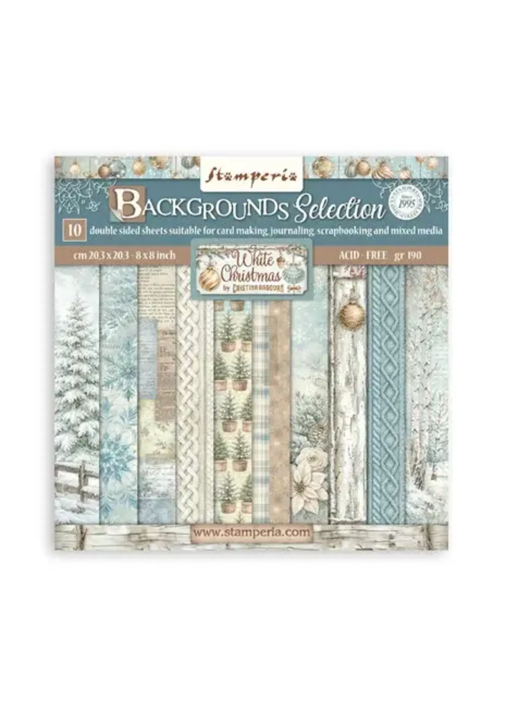 White Christmas 8x8 Inch Paper Pack Maxi Background Selection by Cristina Radovan (SBBS147)