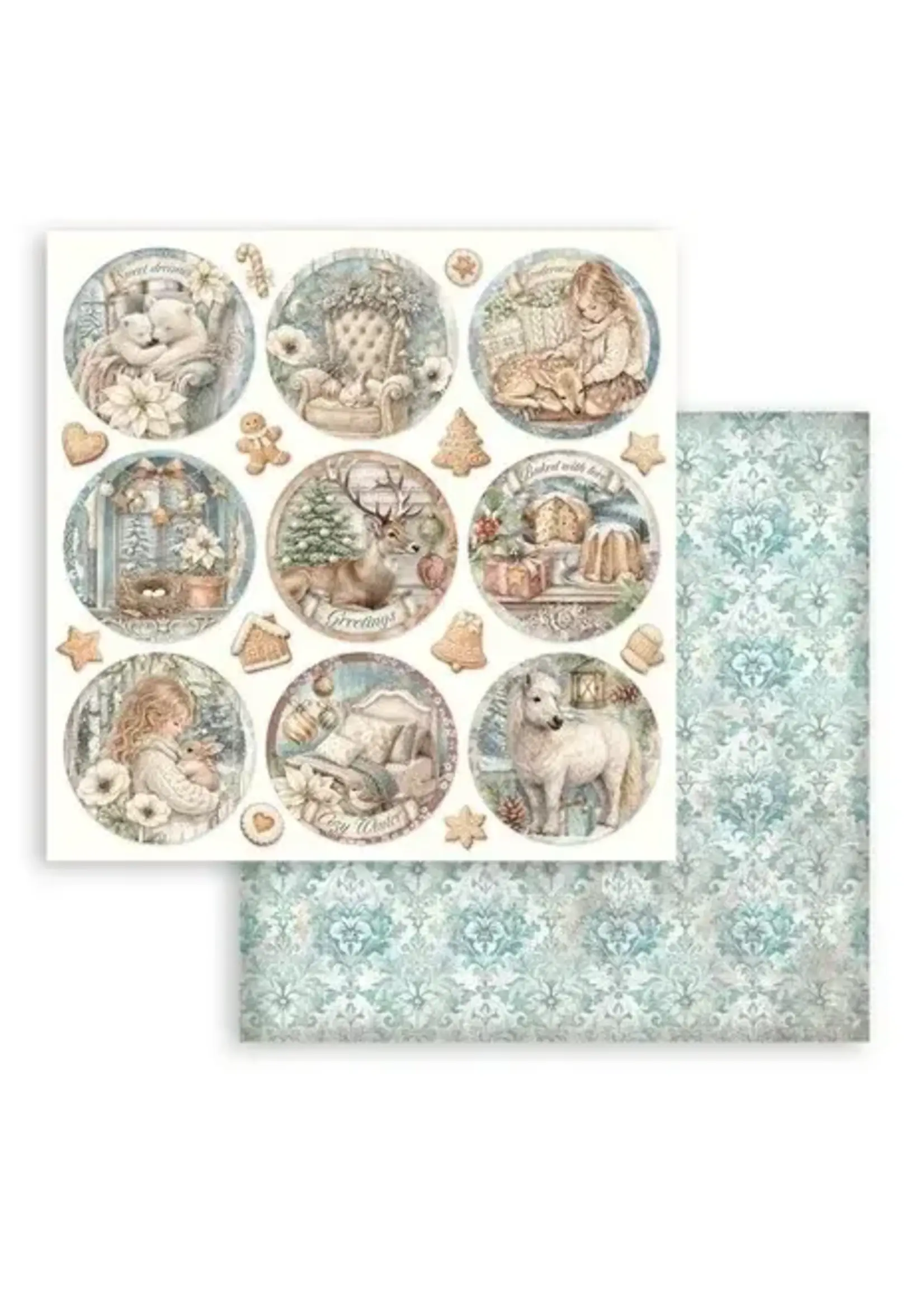 White Christmas 12x12 Inch Paper Sheet Rounds (1pcs) by Cristina Radovan (SBB1160)