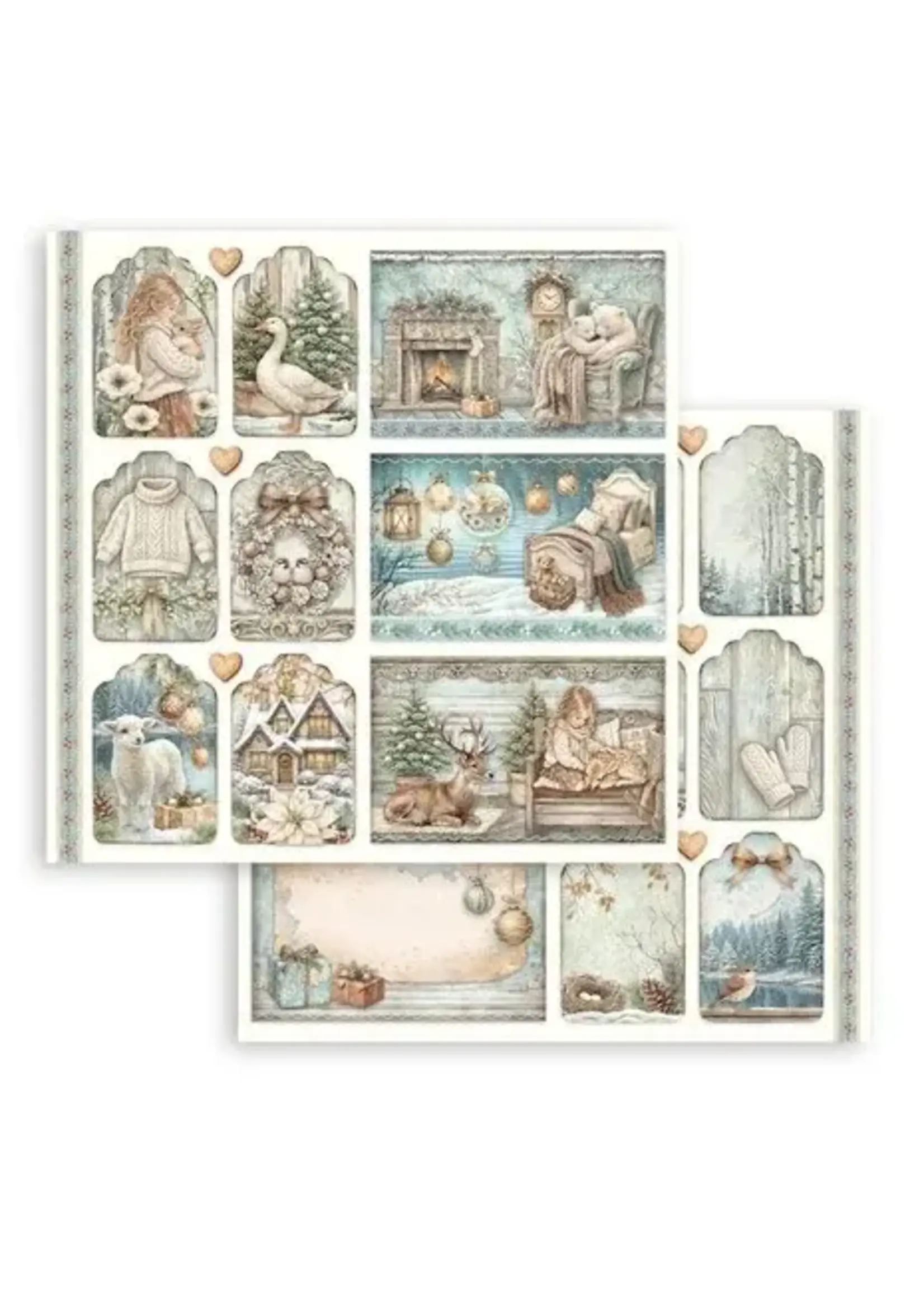 White Christmas 12x12 Inch Paper Sheet Mixed Cards and Tags (1pcs) by Cristina Radovan (SBB1159)