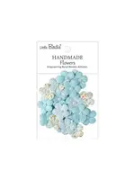 Handmade Printed Paper Flowers Polly Blue Symphony (6x25pcs) (CR110505)
