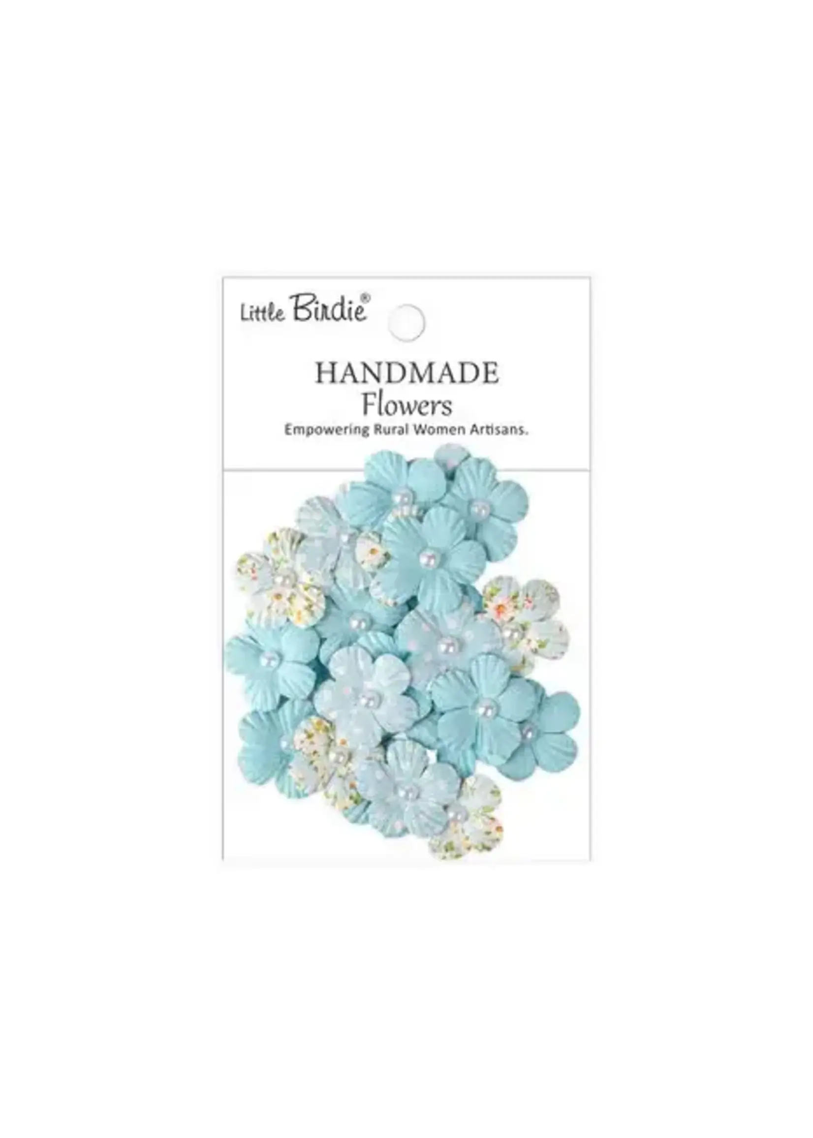 Handmade Printed Paper Flowers Polly Blue Symphony (6x25pcs) (CR110505)