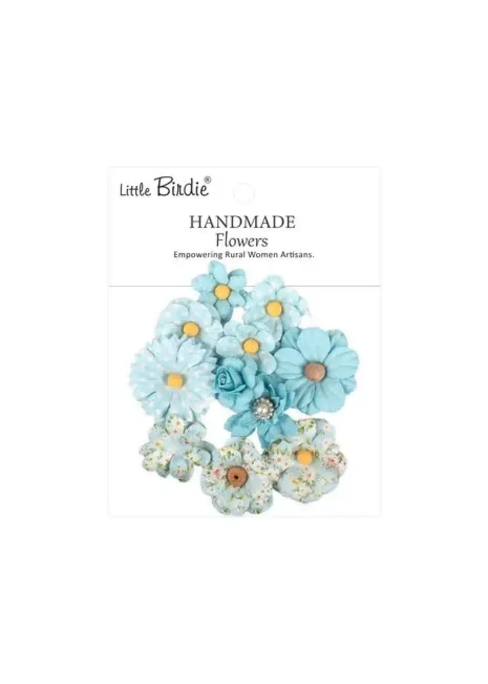 Handmade Printed Paper Flowers Mira Blue Symphony (6x10pcs) (CR110158)