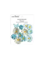 Handmade Printed Paper Flowers Jasper Blue Symphony (6x12pcs) (CR110161)