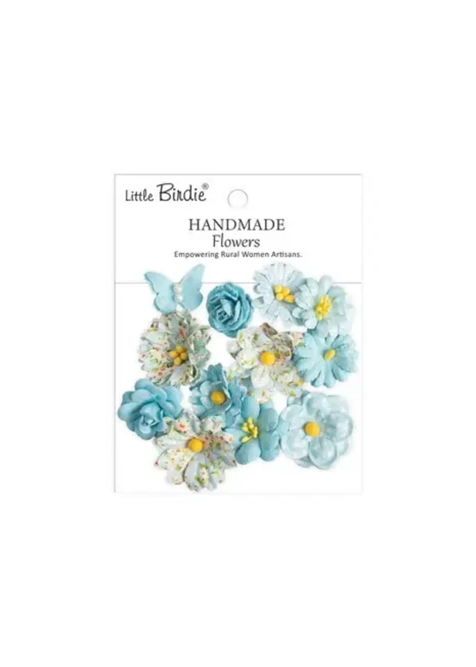 Handmade Printed Paper Flowers Jasper Blue Symphony (6x12pcs) (CR110161)