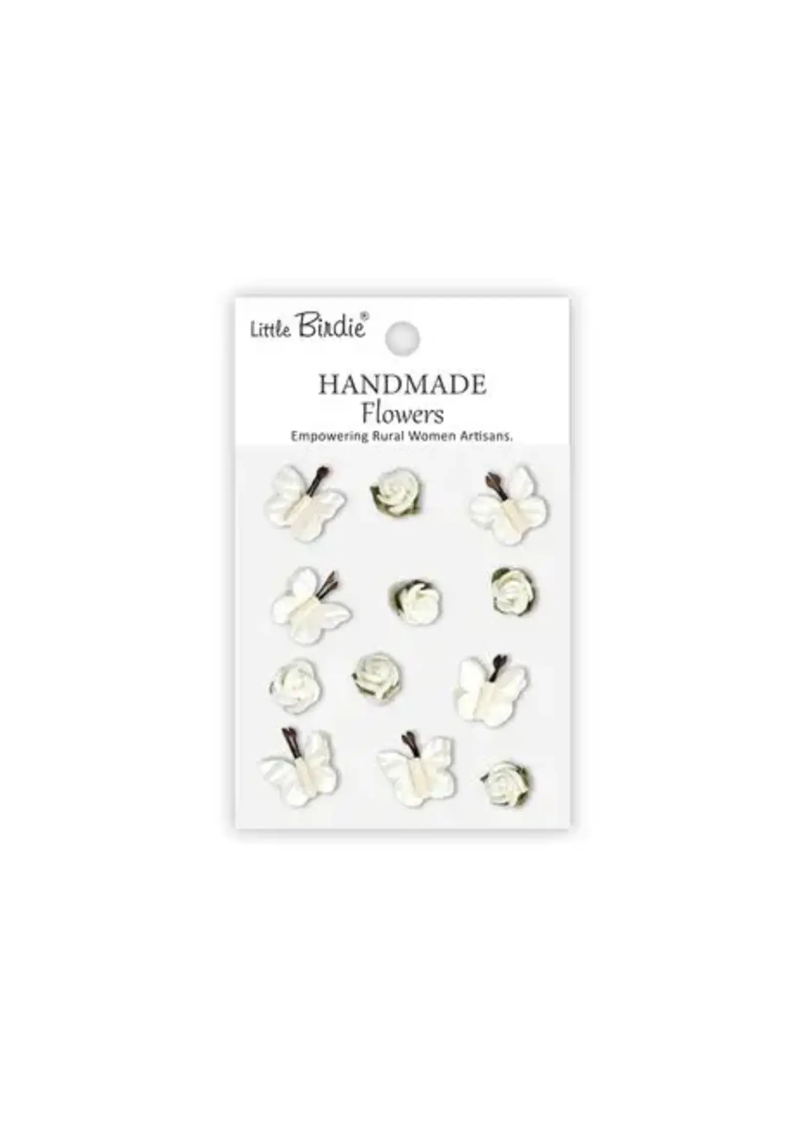 Handmade Flowers Roses & Butterflies Ivory Pearl (6x12pcs) (CR103304)