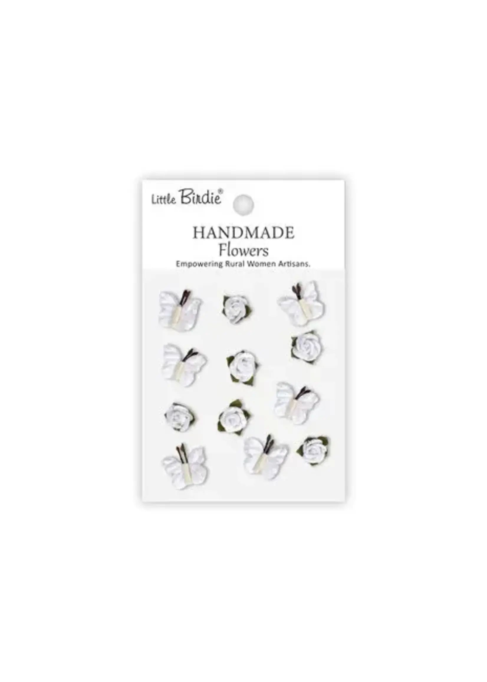 Handmade Flowers Roses & Butterflies Frosty White (6x12pcs) (CR109938)