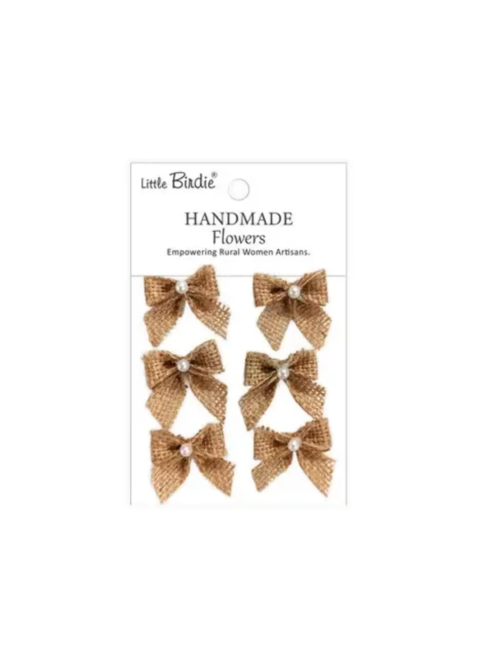 Handmade Burlap Bow Pearly Knot (6 packs x 6pcs) (CR109491)