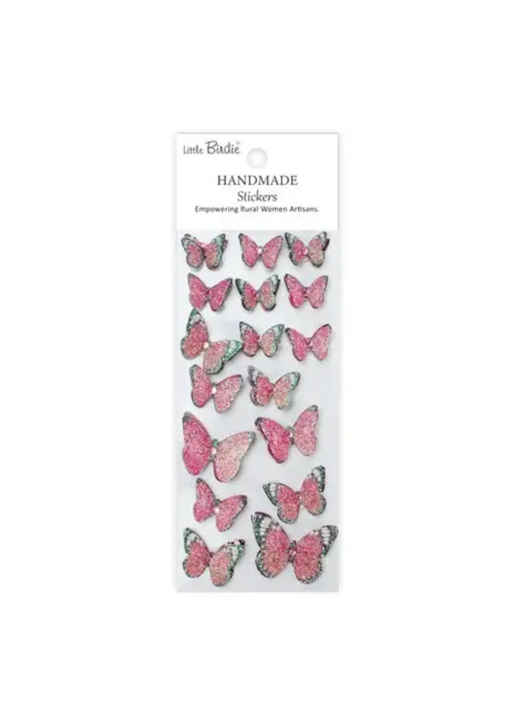 Handmade Stickers Jewel Butterfly Pink (6 packs x 17pcs) (CR92911)