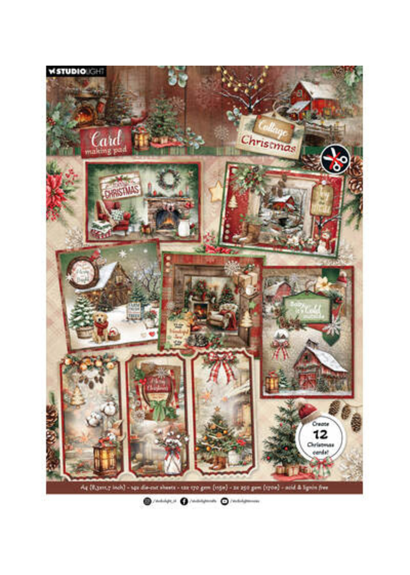 SL-CC-CMP41 - StudioLight Kaartenblok – Cottage Christmas nr. 41