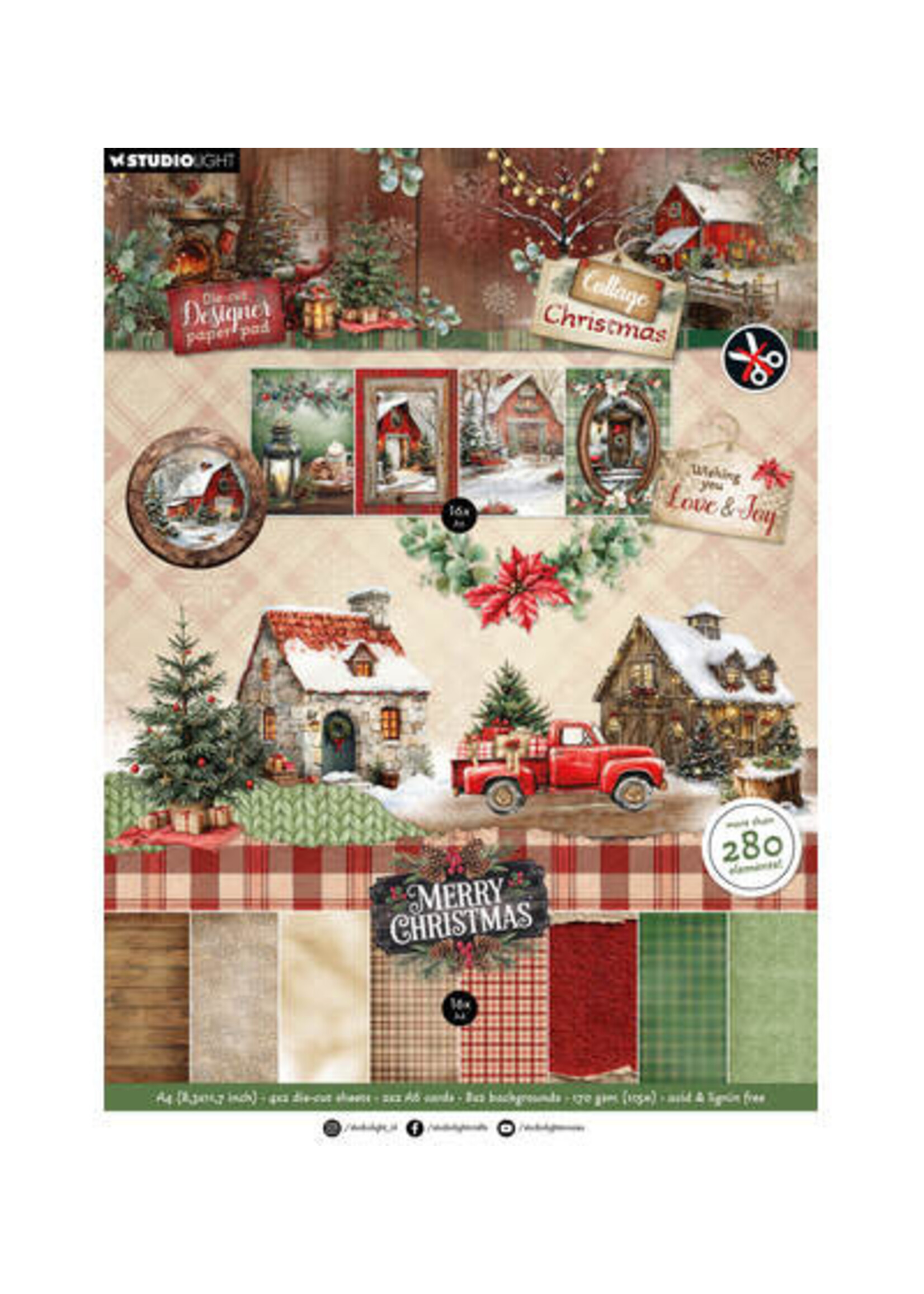 SL-CC-DCPP483 - StudioLight Die-Cut Designpapierblok – DIY Paper Cottage Christmas nr. 483