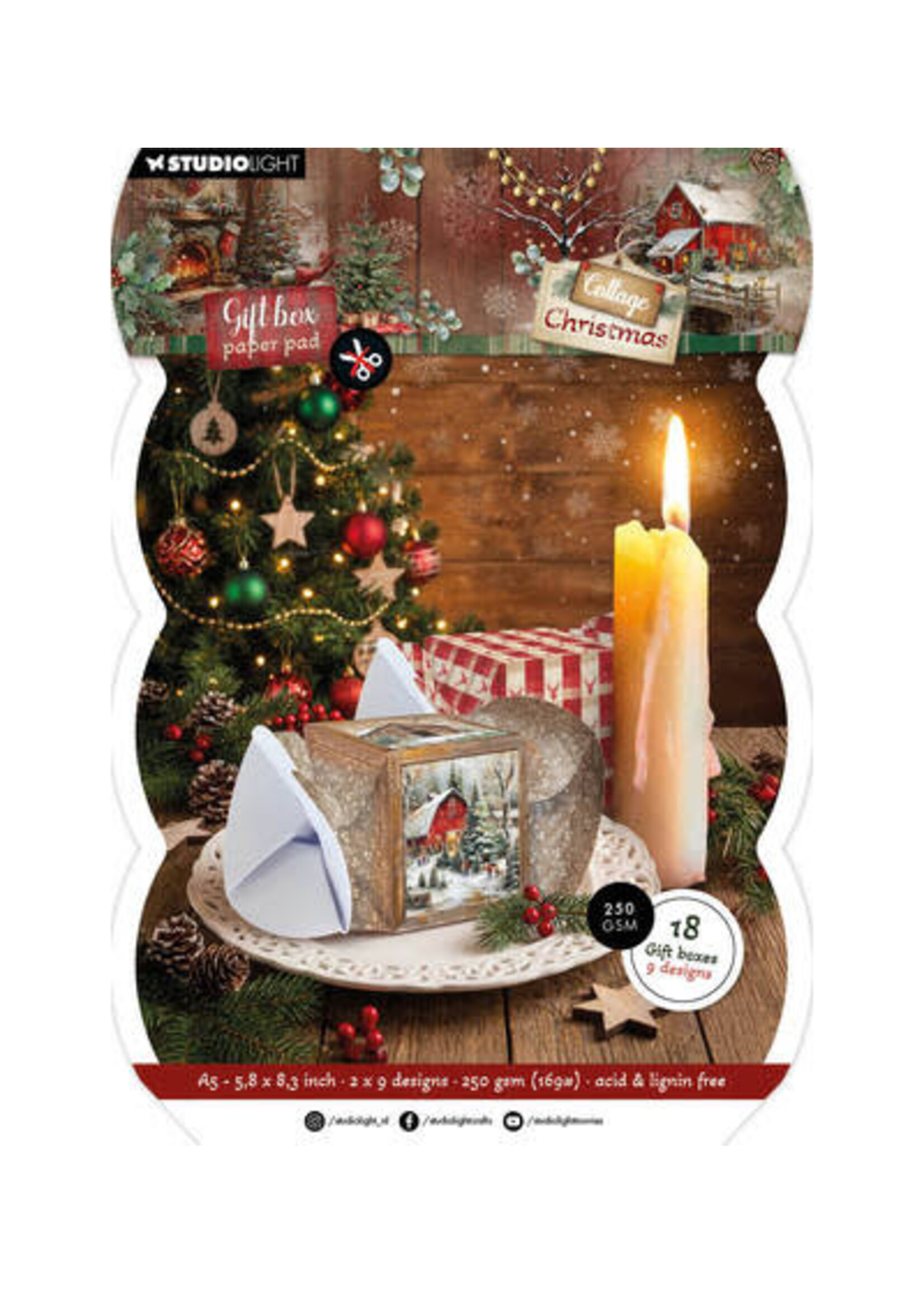 SL-CC-GBPP491 - StudioLight Cadeaudoos Papierblok – Christmas Cracker Cottage Christmas nr. 491