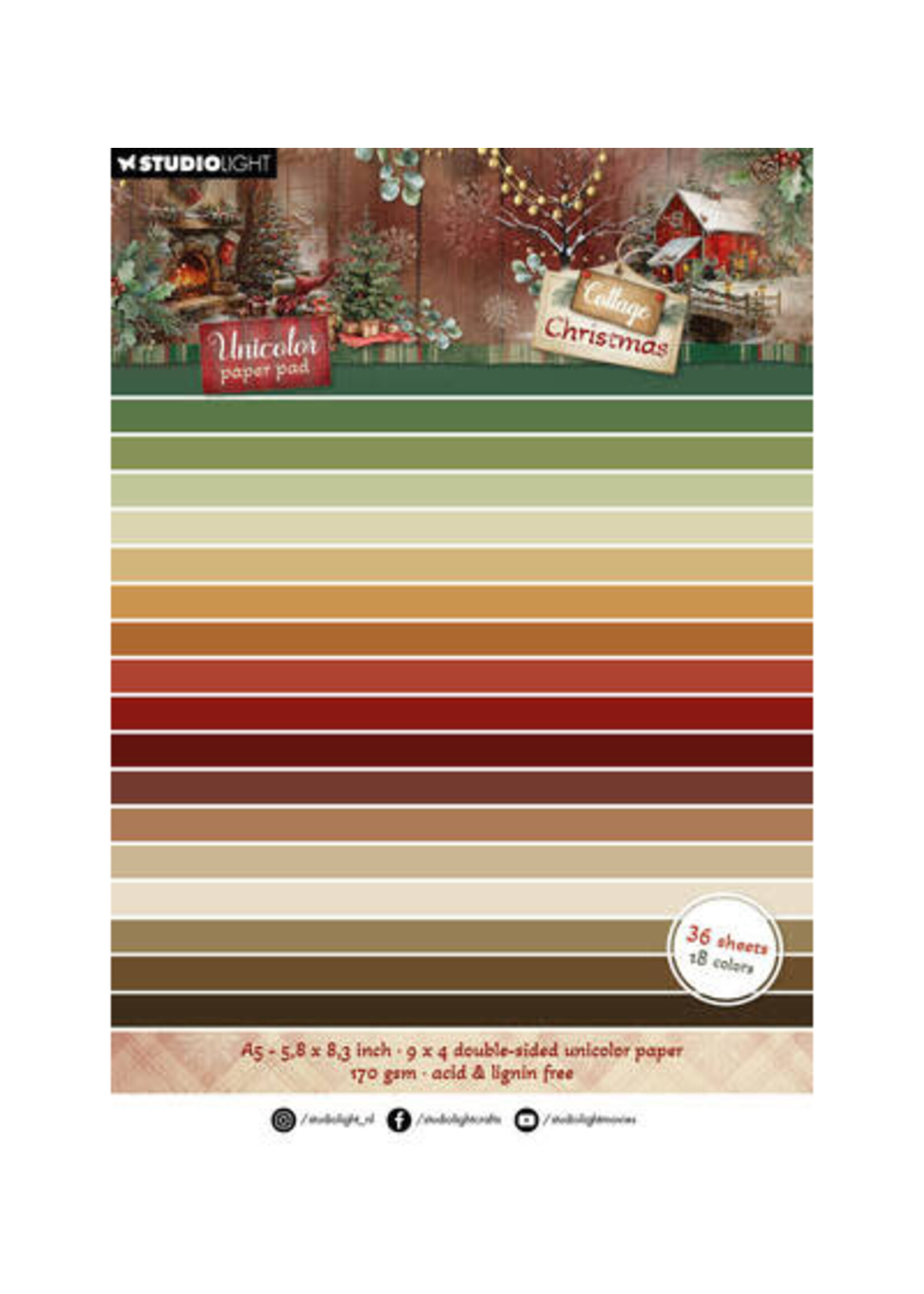 SL-CC-UPP488 - StudioLight Eenkleurig Papierblok – Unicolor Cottage Christmas nr. 488