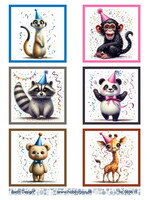 knipvel A4 Barto Design dieren met feestmuts