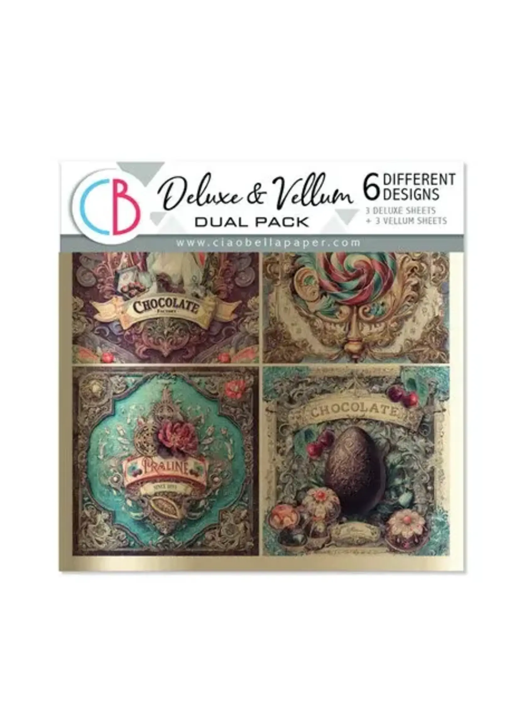 The Chocolate Factory 6x6 Inch Deluxe Paper Silver & Vellum Dual Pack Mixed (6pcs) (CBXQ013)