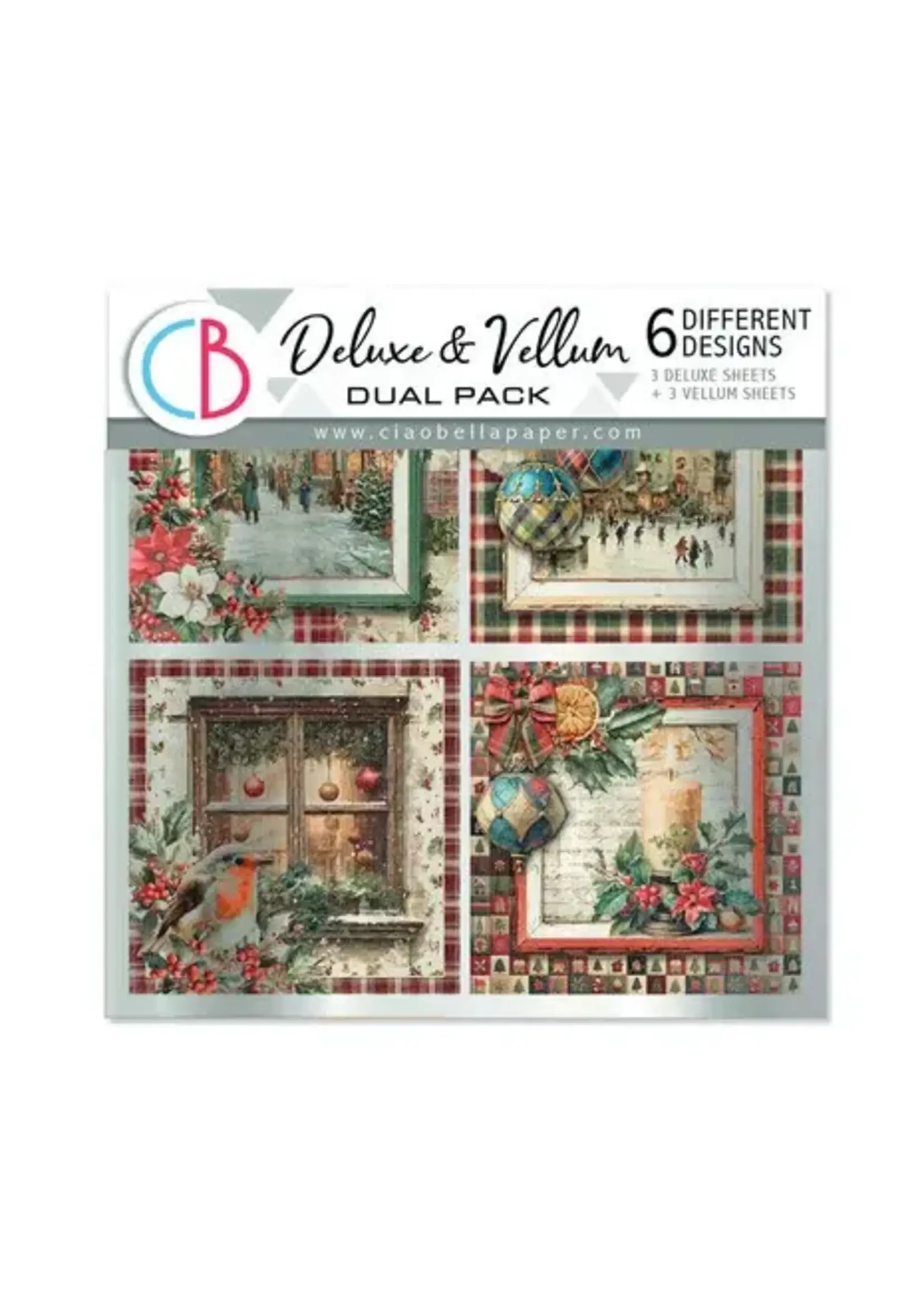 Merry & Bright 6x6 Inch Deluxe Paper Silver & Vellum Dual Pack Mixed (6pcs) (CBXQ011)