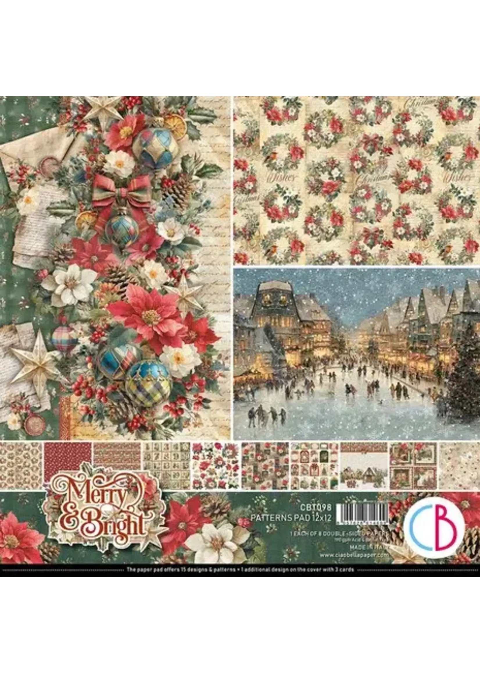 Merry & Bright 12x12 Inch Patterns Pad (8pcs) (CBT098)