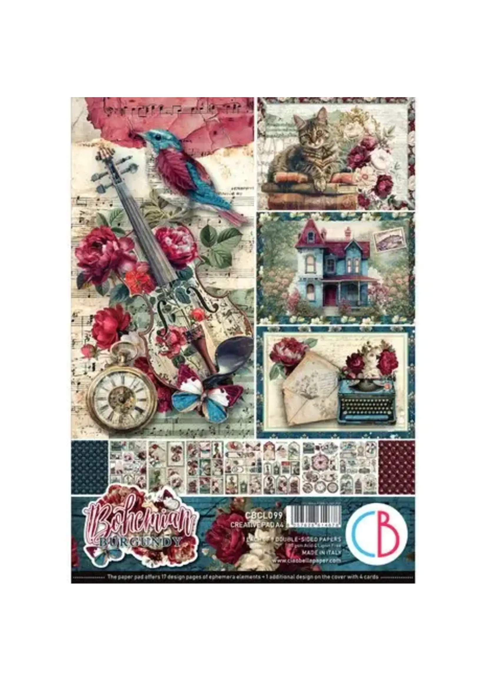 Bohemian Burgundy A4 Creative Pad (9pcs) (CBCL099)