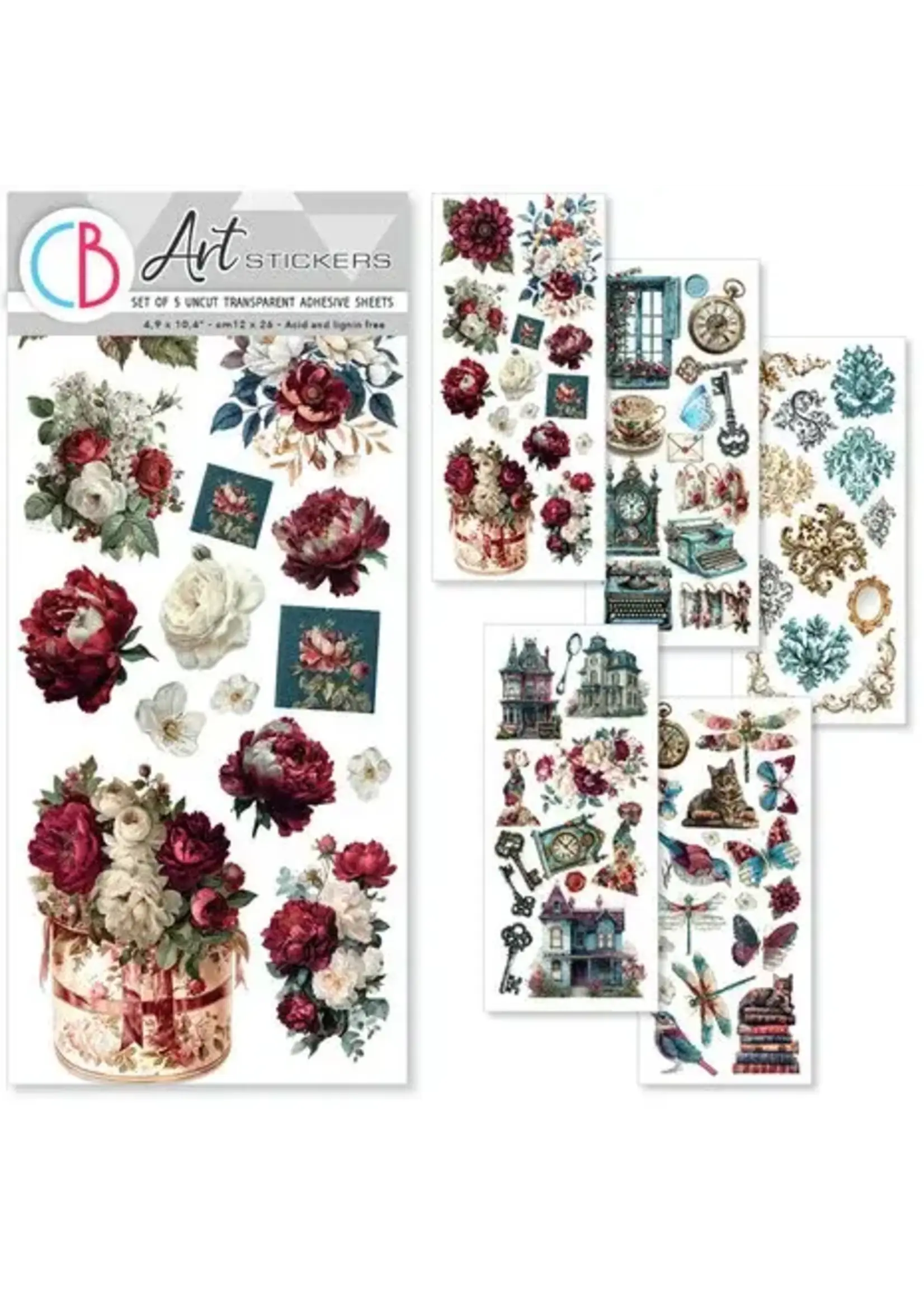 Bohemian Burgundy Transparent Adhesive Sheets (5pcs) (CBI018)