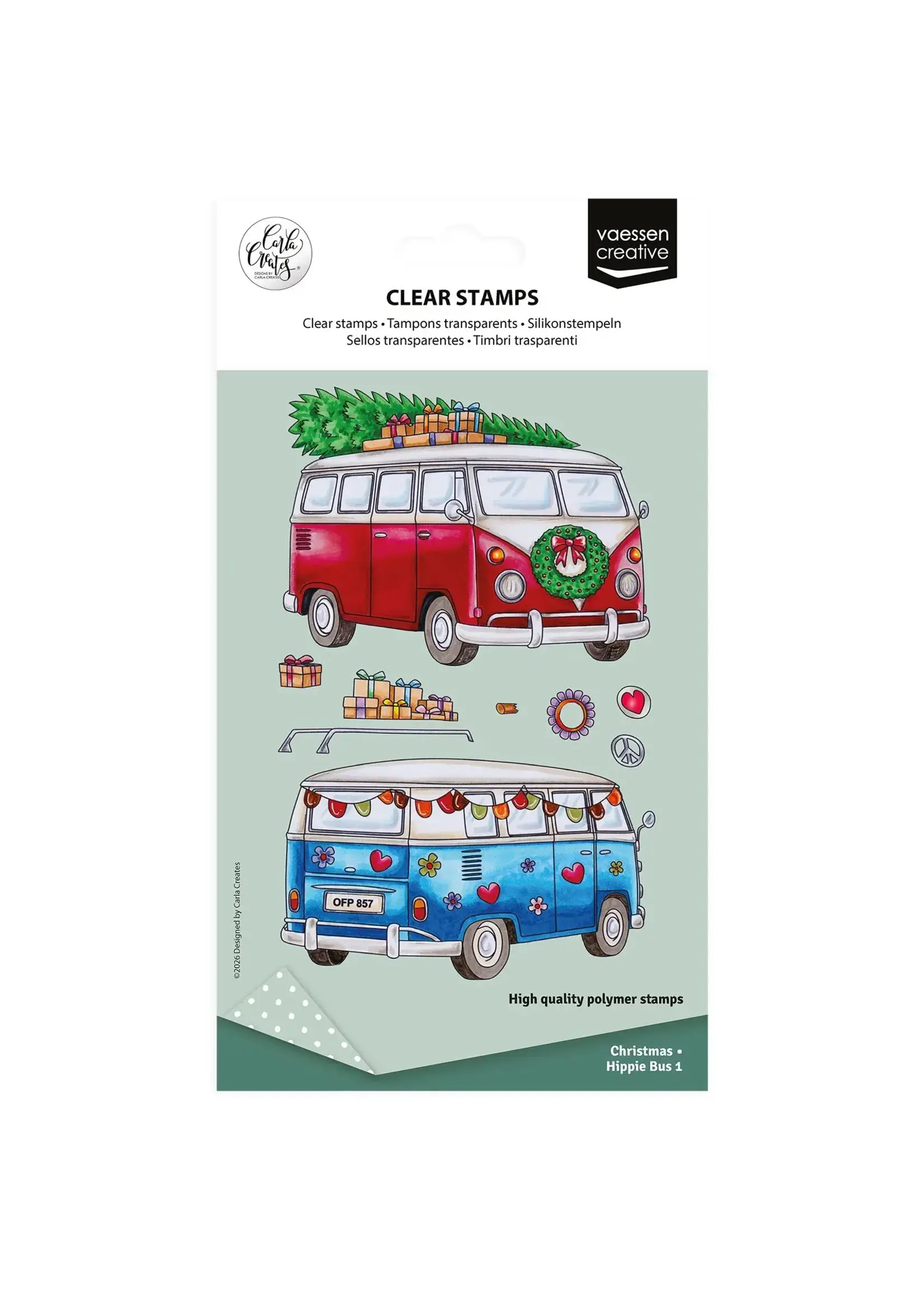Vaessen Creative • Clear Stamps by Carla Creates Christmas Hippie Bus 1 18st. Vaessen Creative CAR0608
