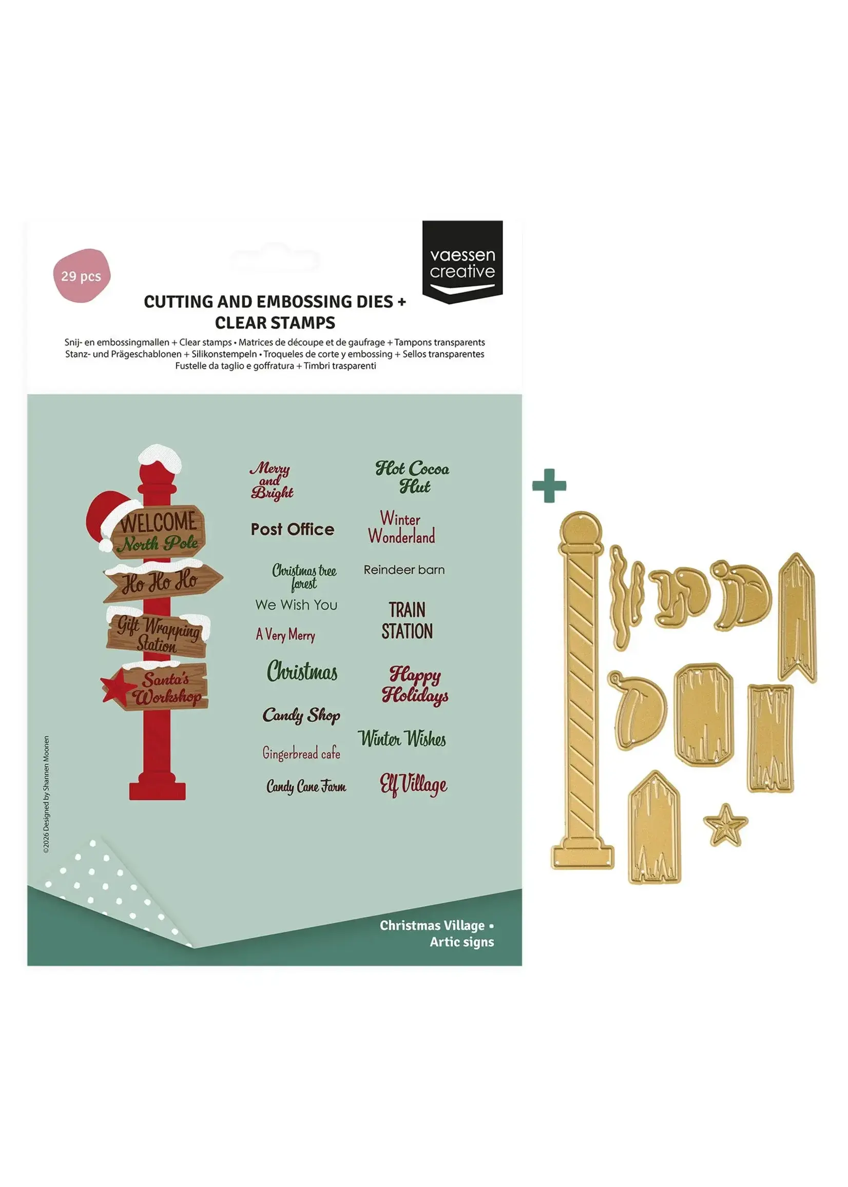 Vaessen Creative • Stempel & Snijmalset Noordpool Wegwijzers 30st. Vaessen Creative 3625-0622