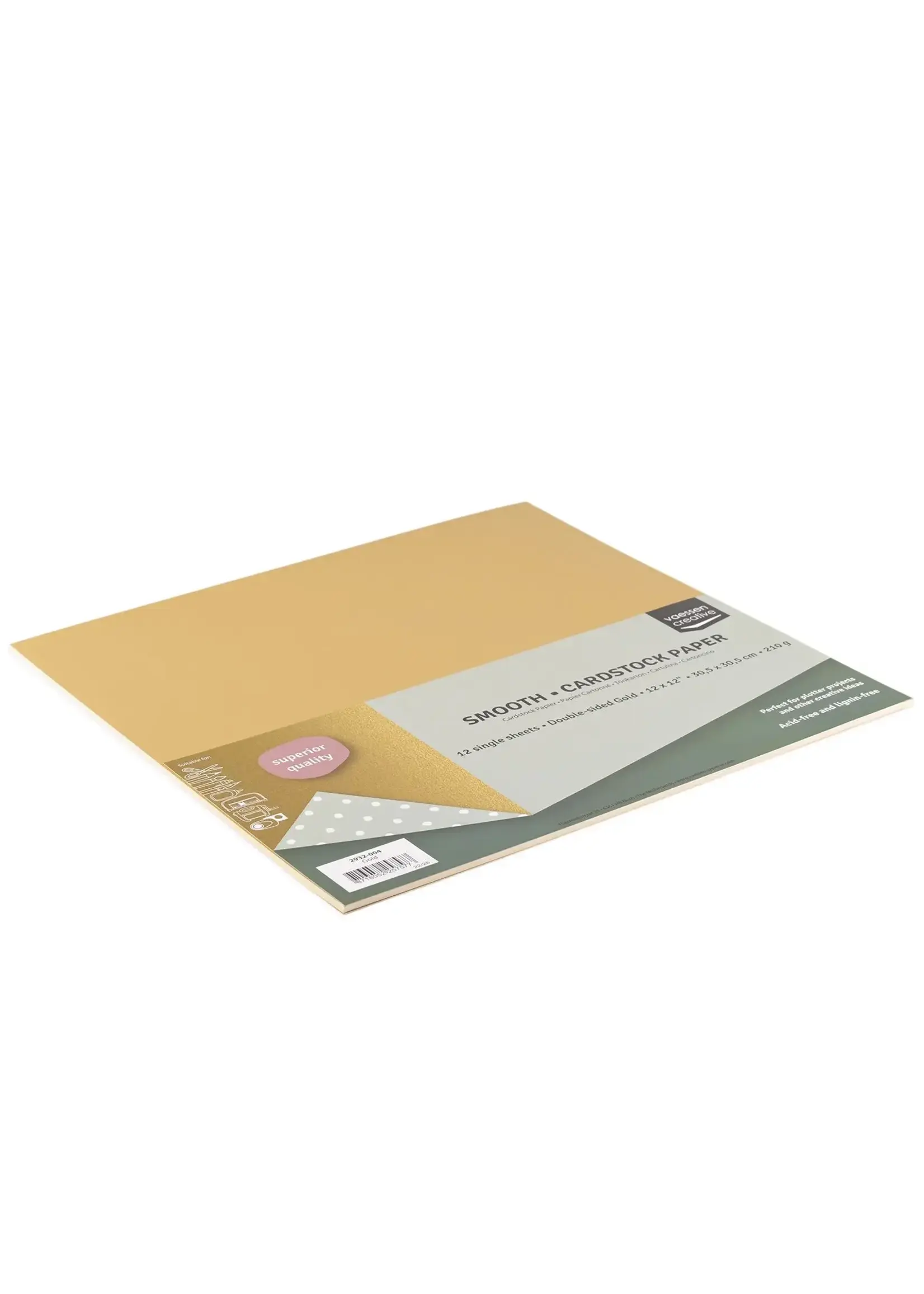 Vaessen Creative • Cardstock Papier 210g Glad 30,5x30,5cm Goud 12x Vaessen Creative 2932-004