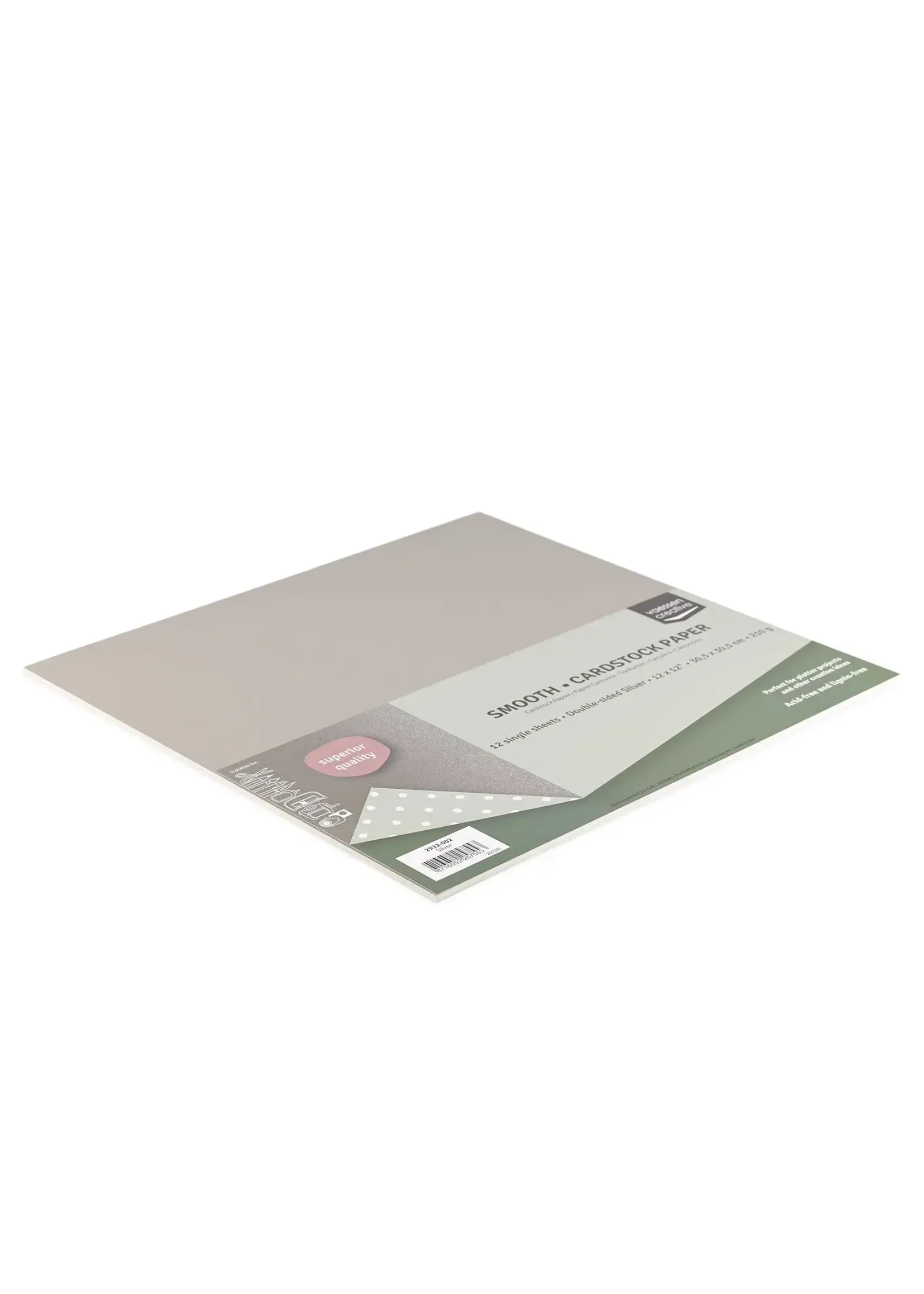 Vaessen Creative • Cardstock Papier 210g Glad 30,5x30,5cm Zilver 12x Vaessen Creative 2932-002