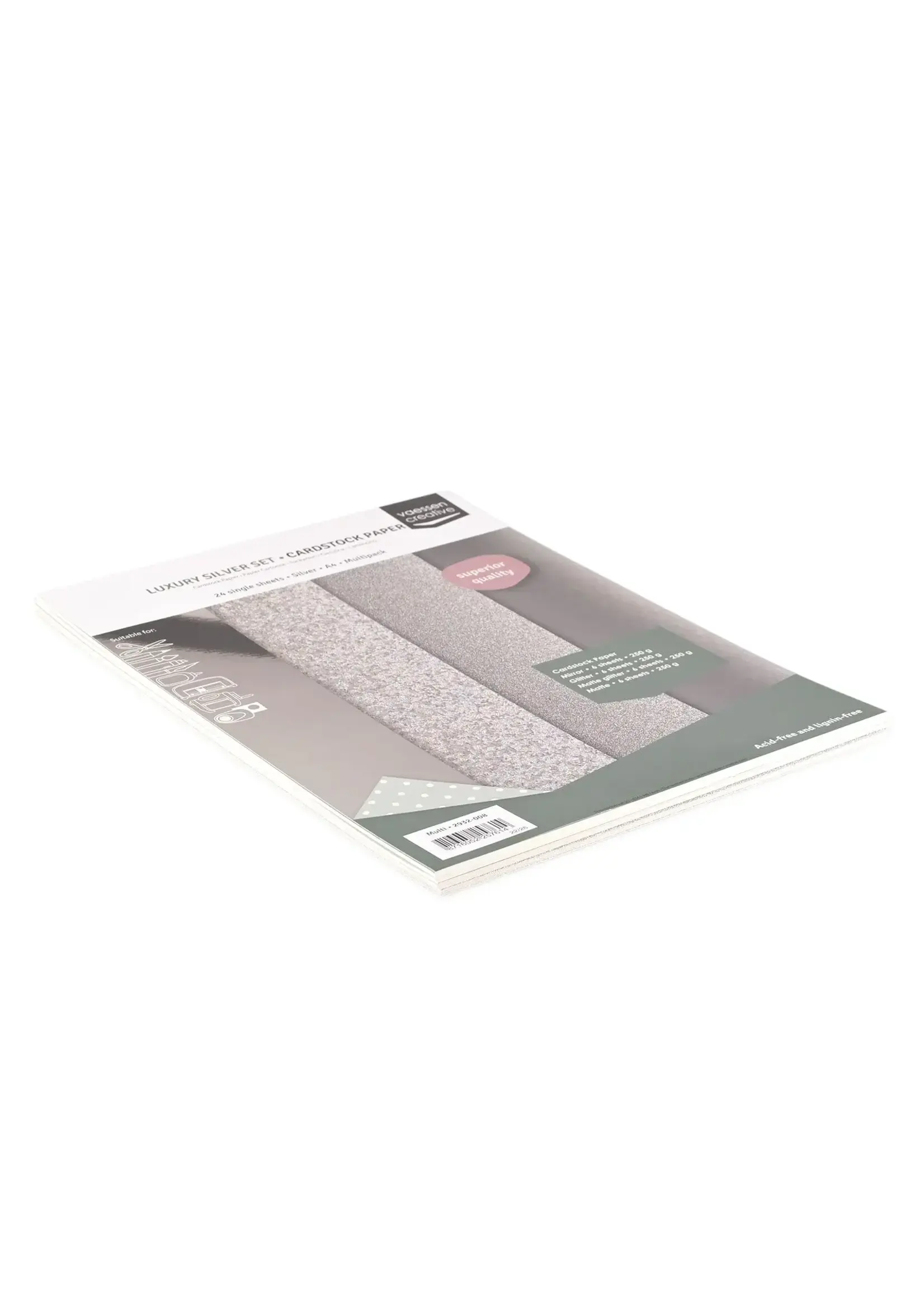 Vaessen Creative • Cardstock Papier 250g Textuur A4 Luxury Silver 24x Vaessen Creative 2932-008