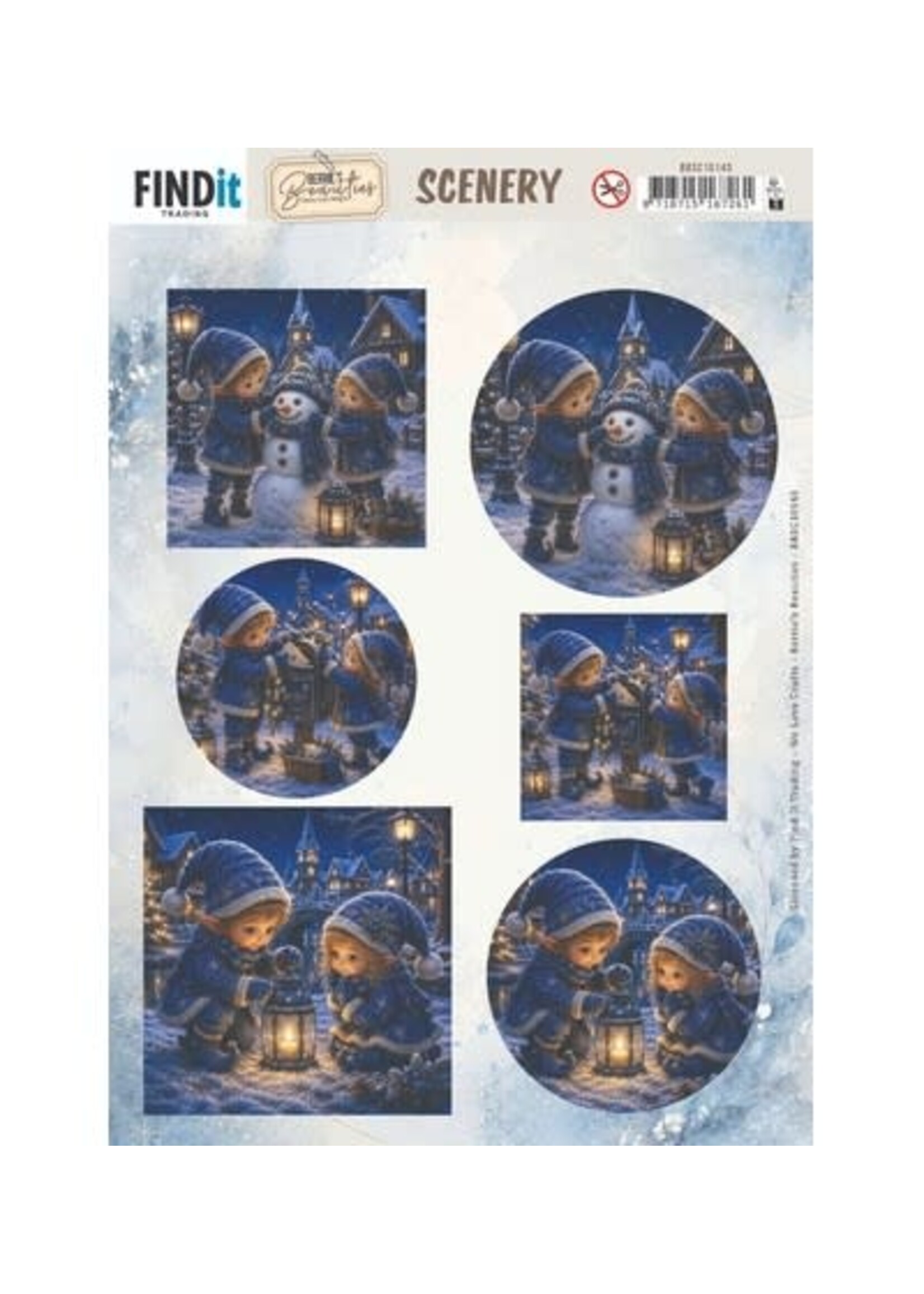 BBSC10143 - Scenery Push Out – Blue Christmas Elfs 1