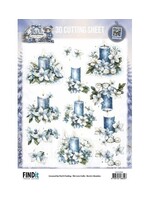 CD12506 - 3D-knipvel – Blue Candles and White Poinsettia