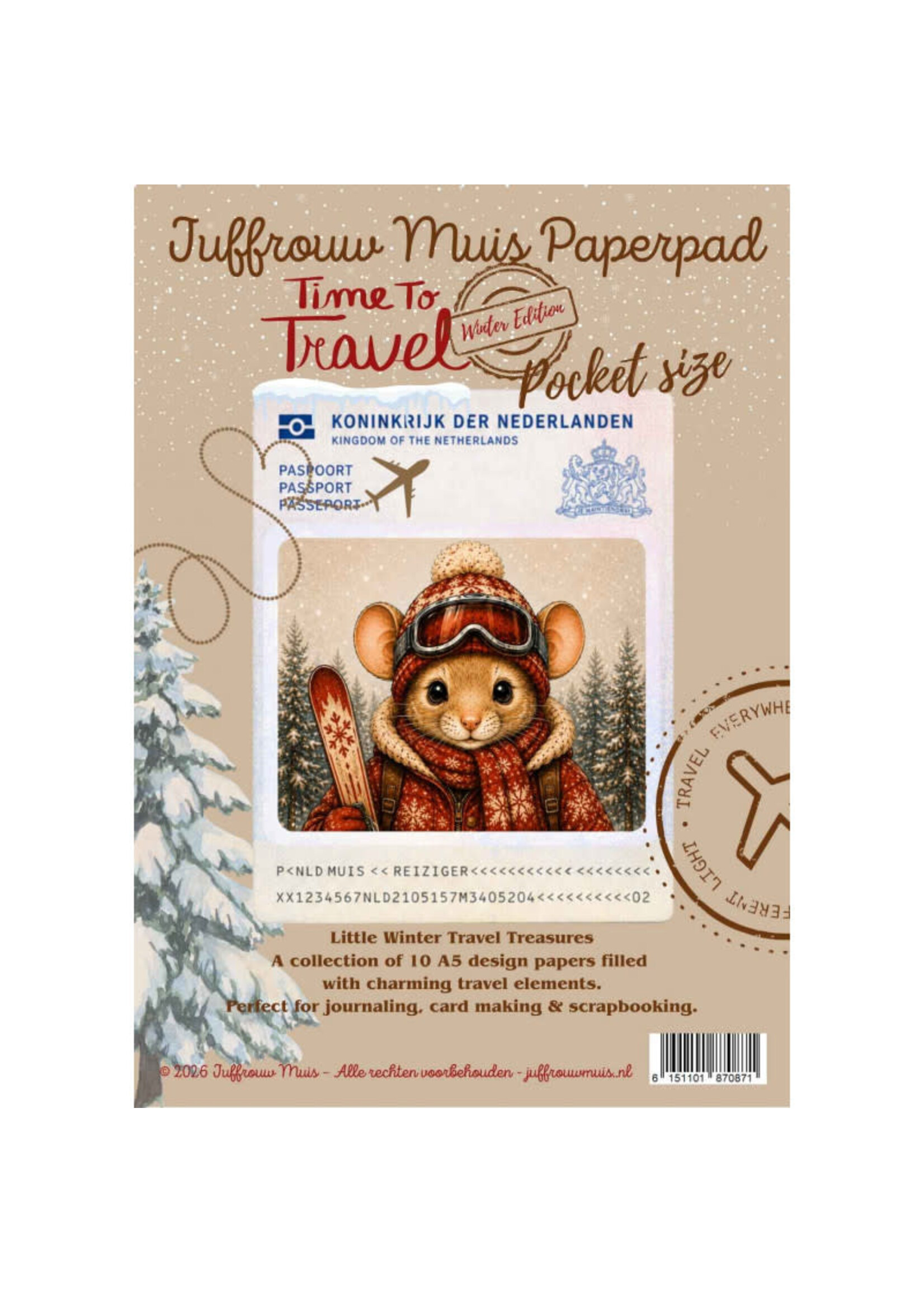 Juffrouw Muis Paperpad - Pocket Size - Time to Travel Winter Edition