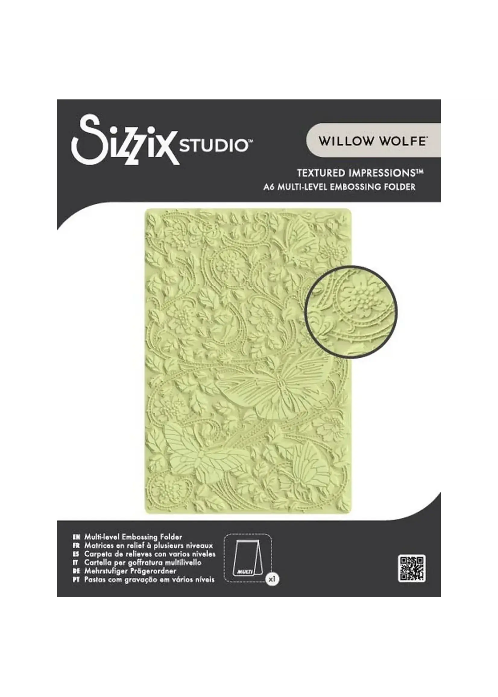 Sizzix • Studio Multi-Level Embossing Folder A6 Nouveau Butterfly by Willow Wolfe Sizzix 667030