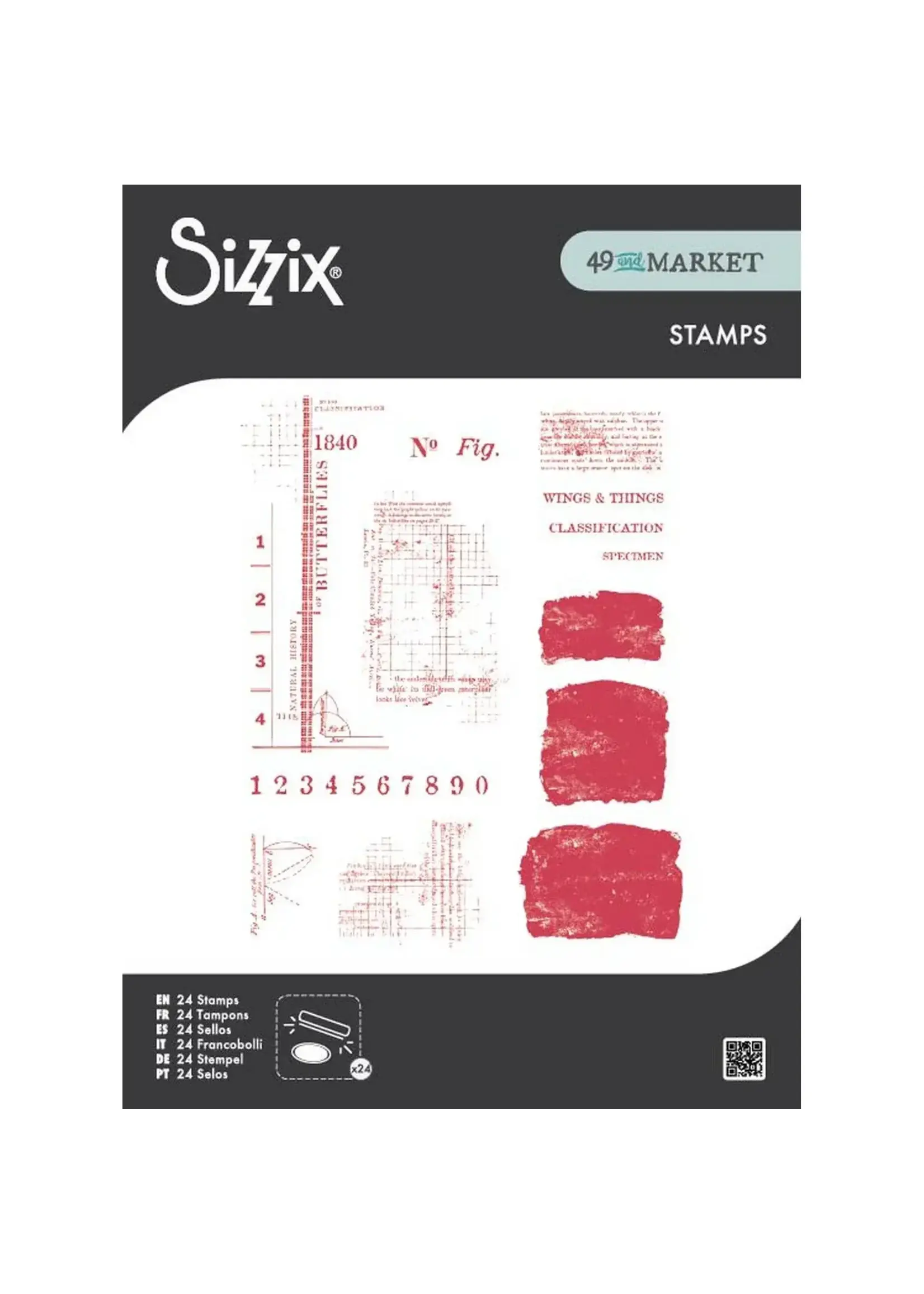 Sizzix • Clear Stamp Set Wings & Things by 49 & Market 24pcs Sizzix 667183