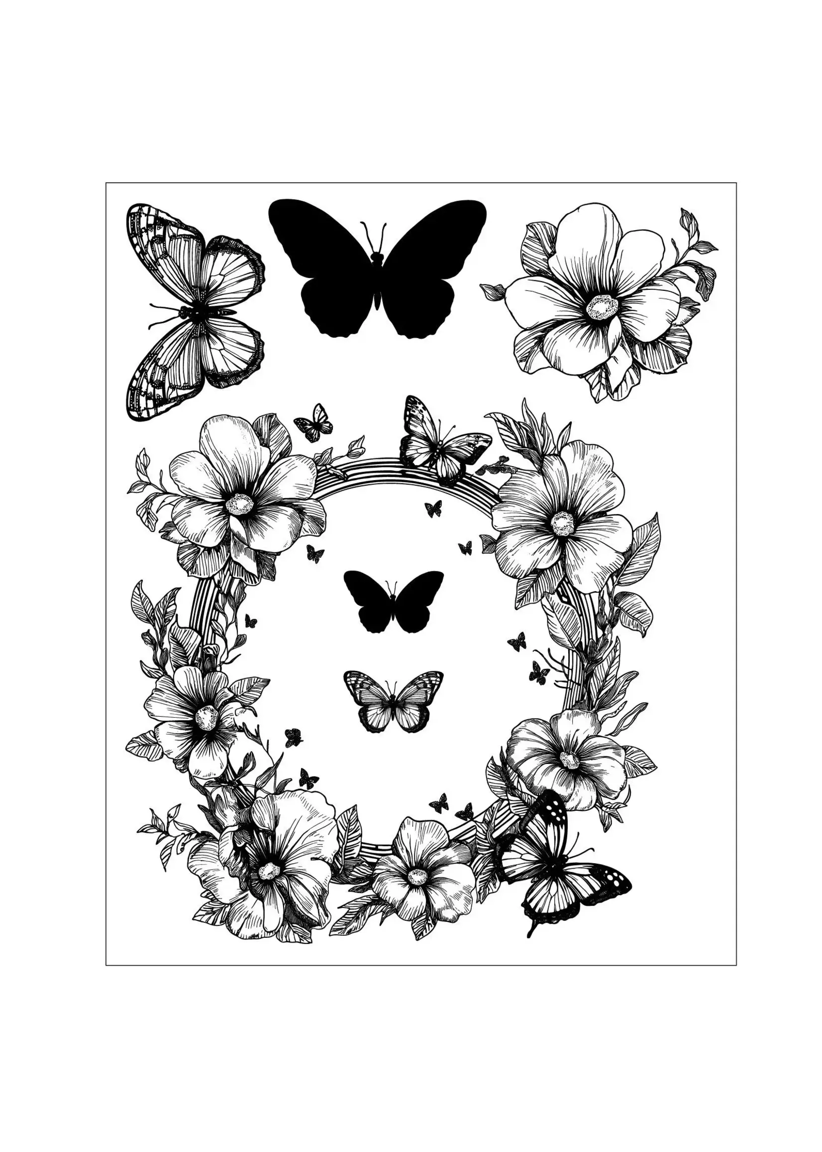 Sizzix • Studio Clear Stamp Set & Framelits Dies Artful Blooms by Willow Wolfe 16pcs Sizzix 667031
