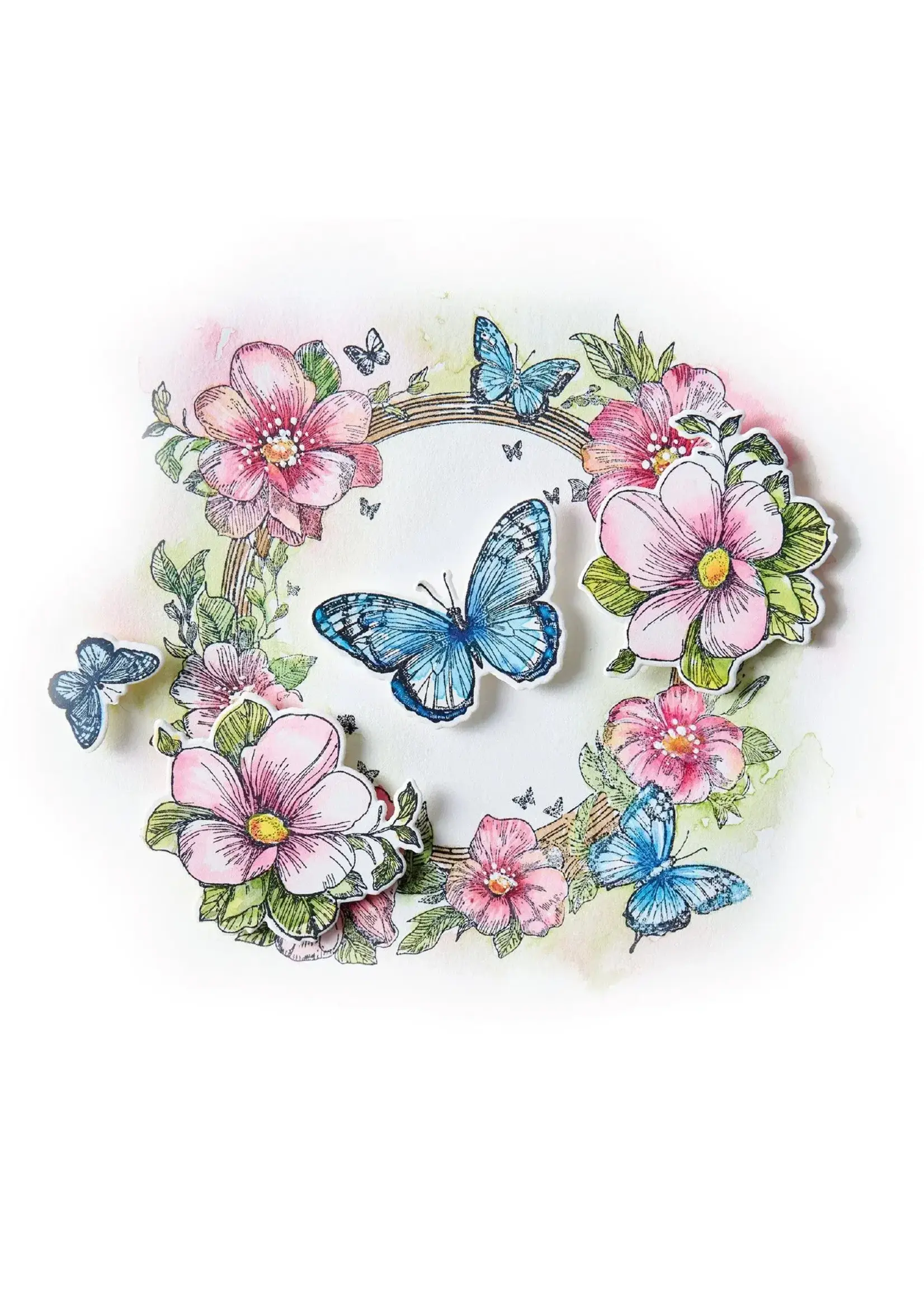 Sizzix • Studio Clear Stamp Set & Framelits Dies Artful Blooms by Willow Wolfe 16pcs Sizzix 667031