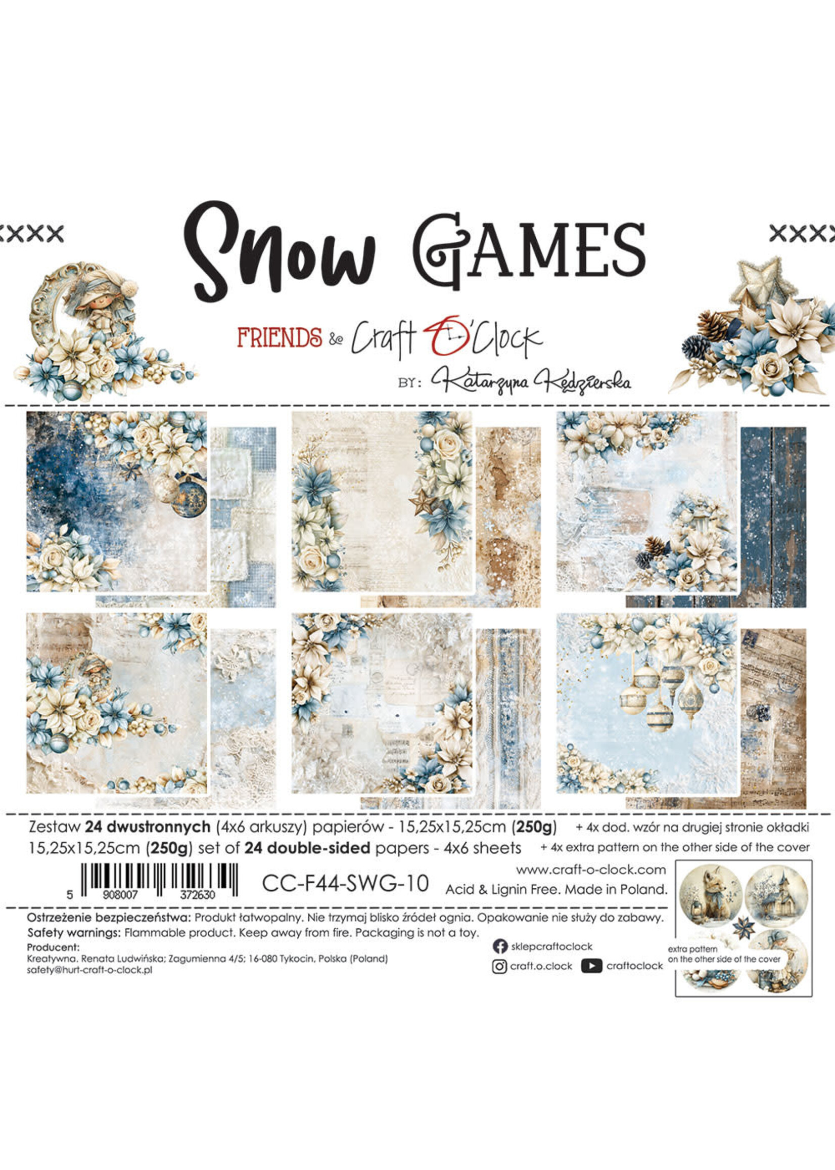SNEEUWSPELLEN - een set papieren van 15,25x15,25cm