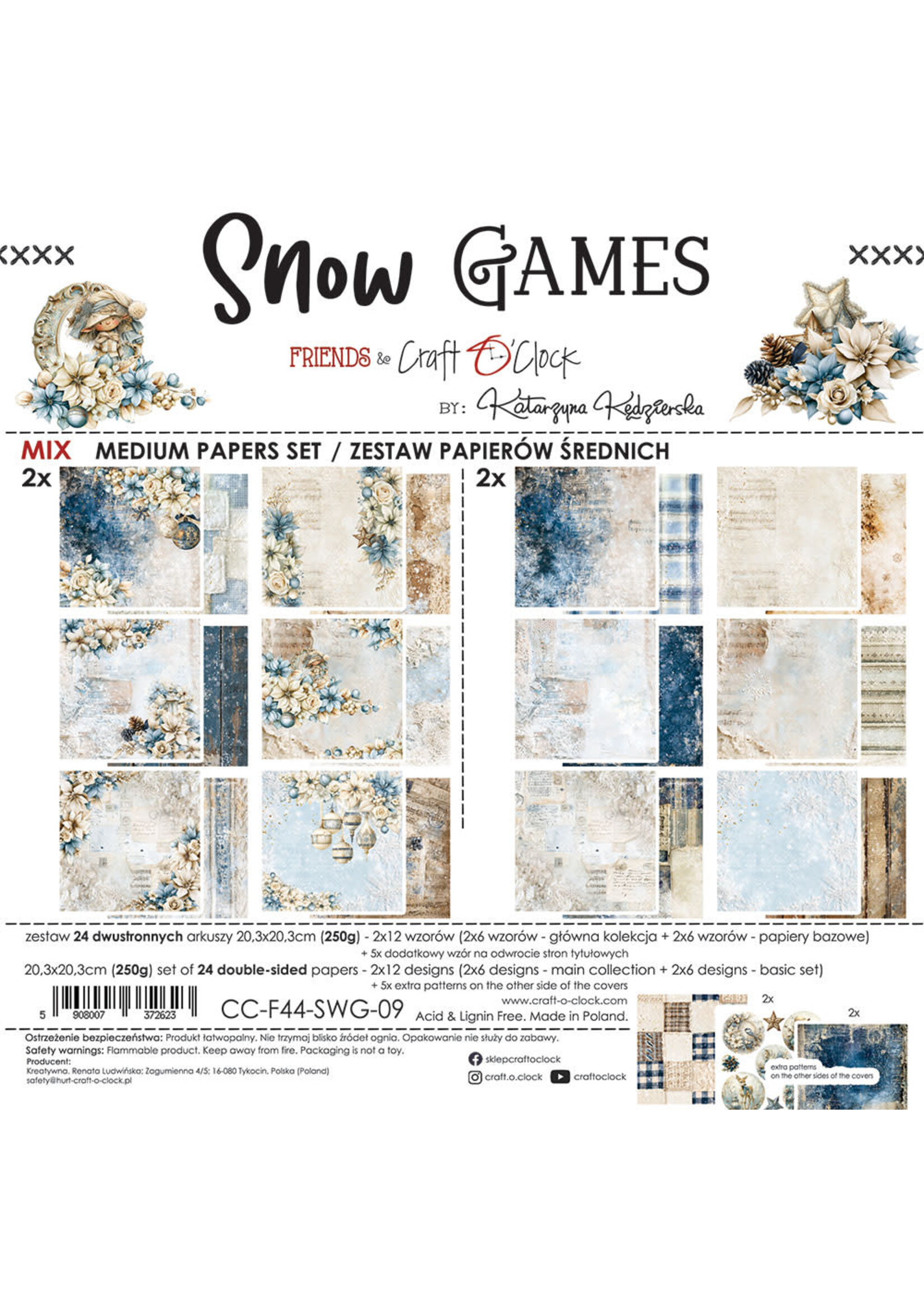 SNEEUWSPELLEN - een set papieren 20,3x20,3cm - MIX