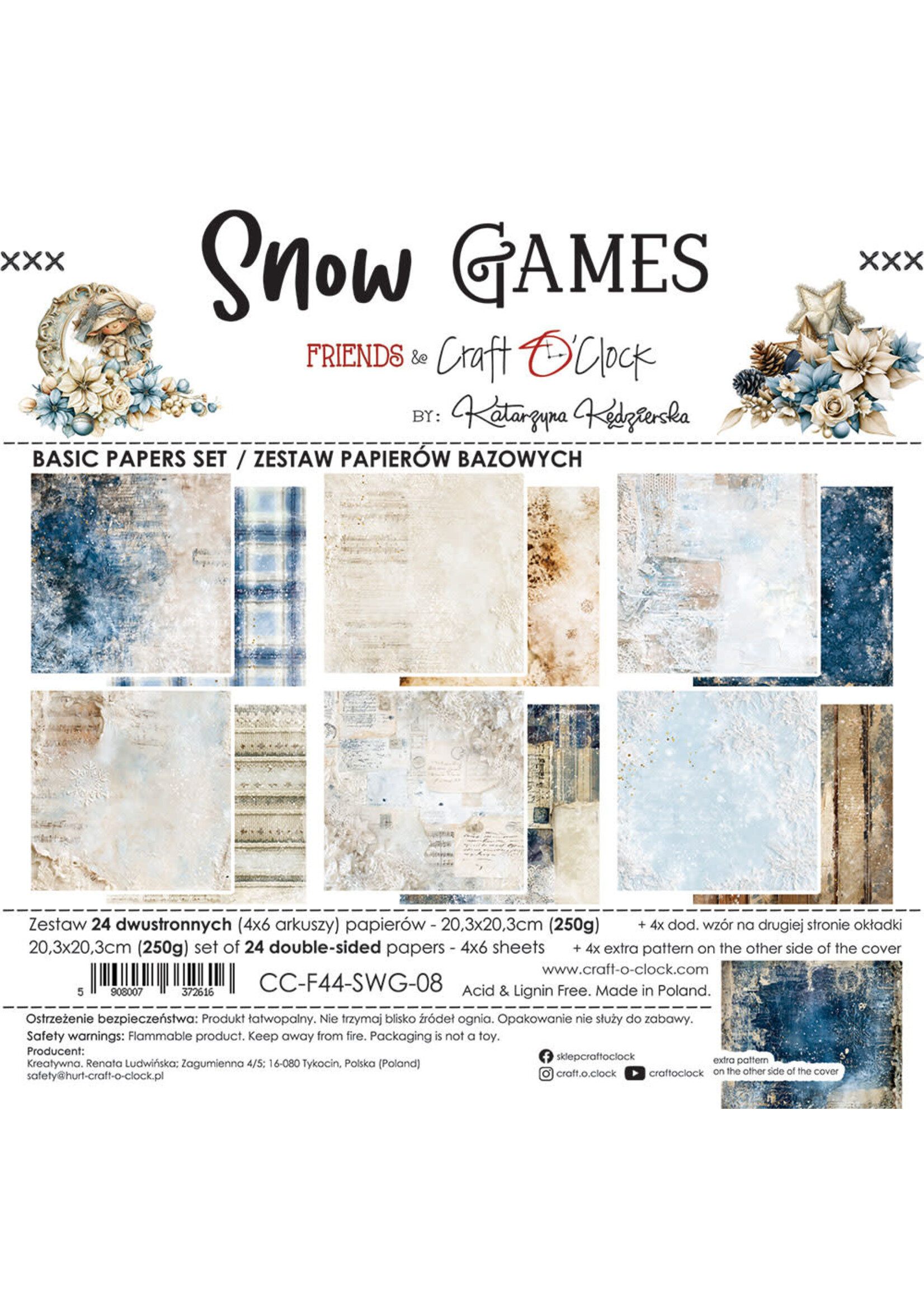 SNEEUWSPELLEN - een set papieren 20,3x20,3 cm - BASIC