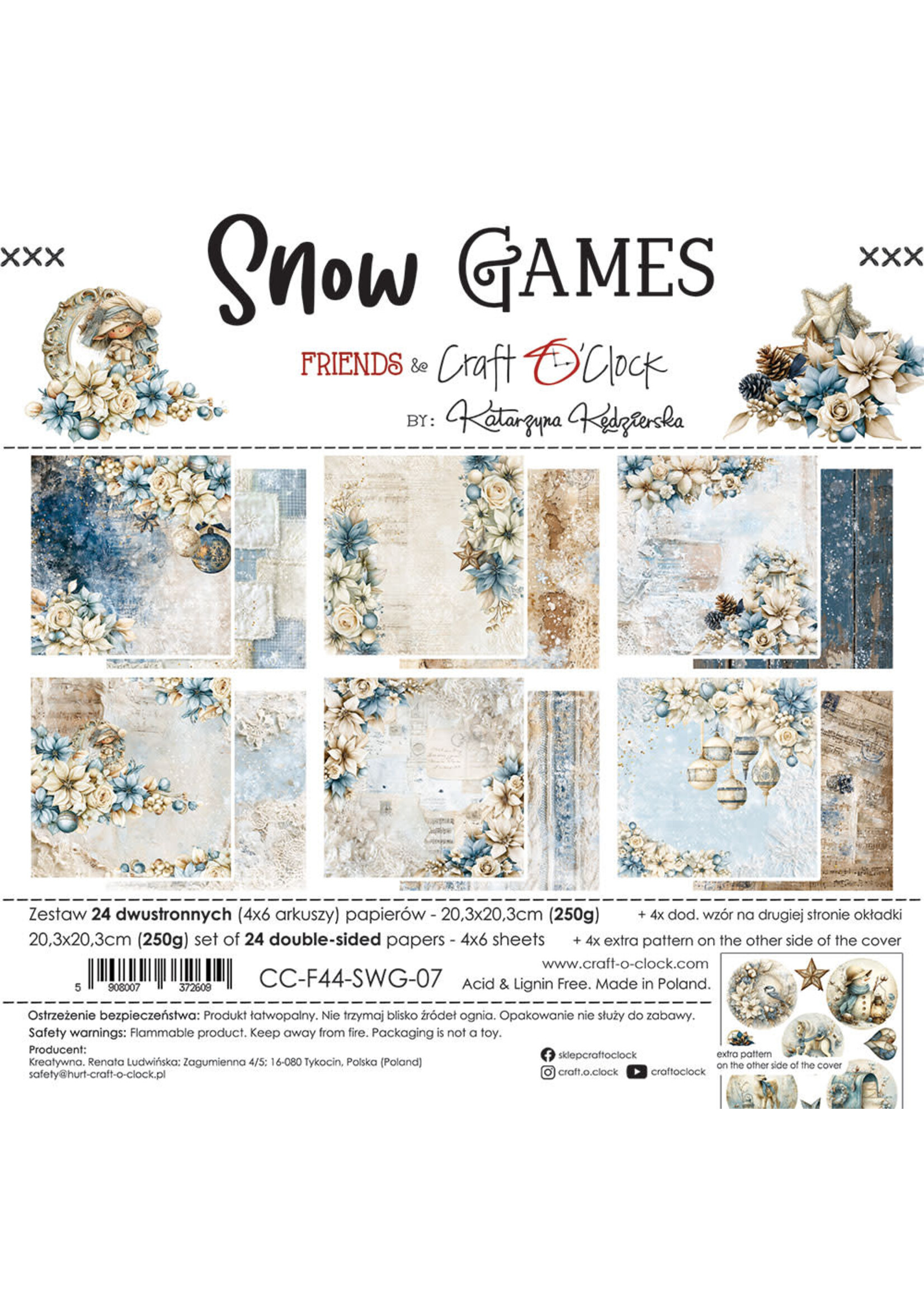 SNEEUWSPELLEN - een set papieren van 20,3x20,3 cm