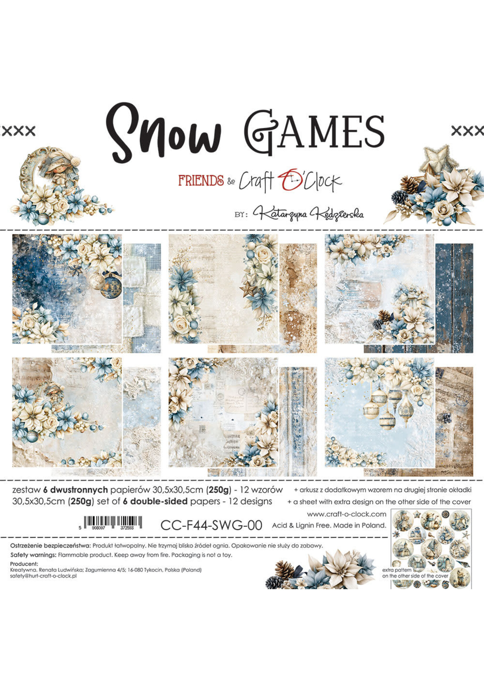 SNEEUWSPELLEN - een set papieren van 30,5x30,5 cm