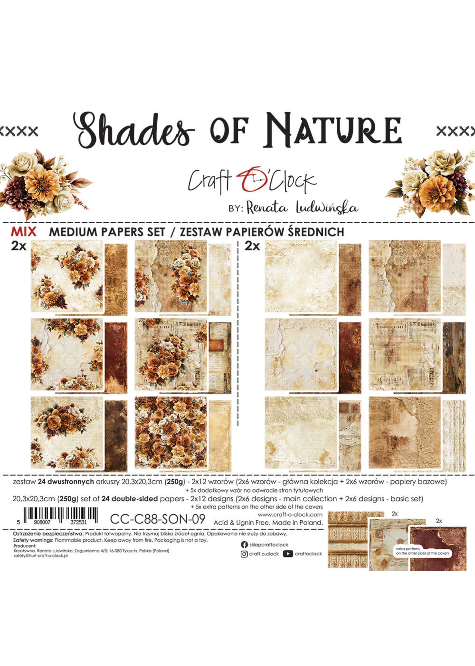 SHADES OF NATURE - een set papieren van 20,3x20,3 cm - MIX