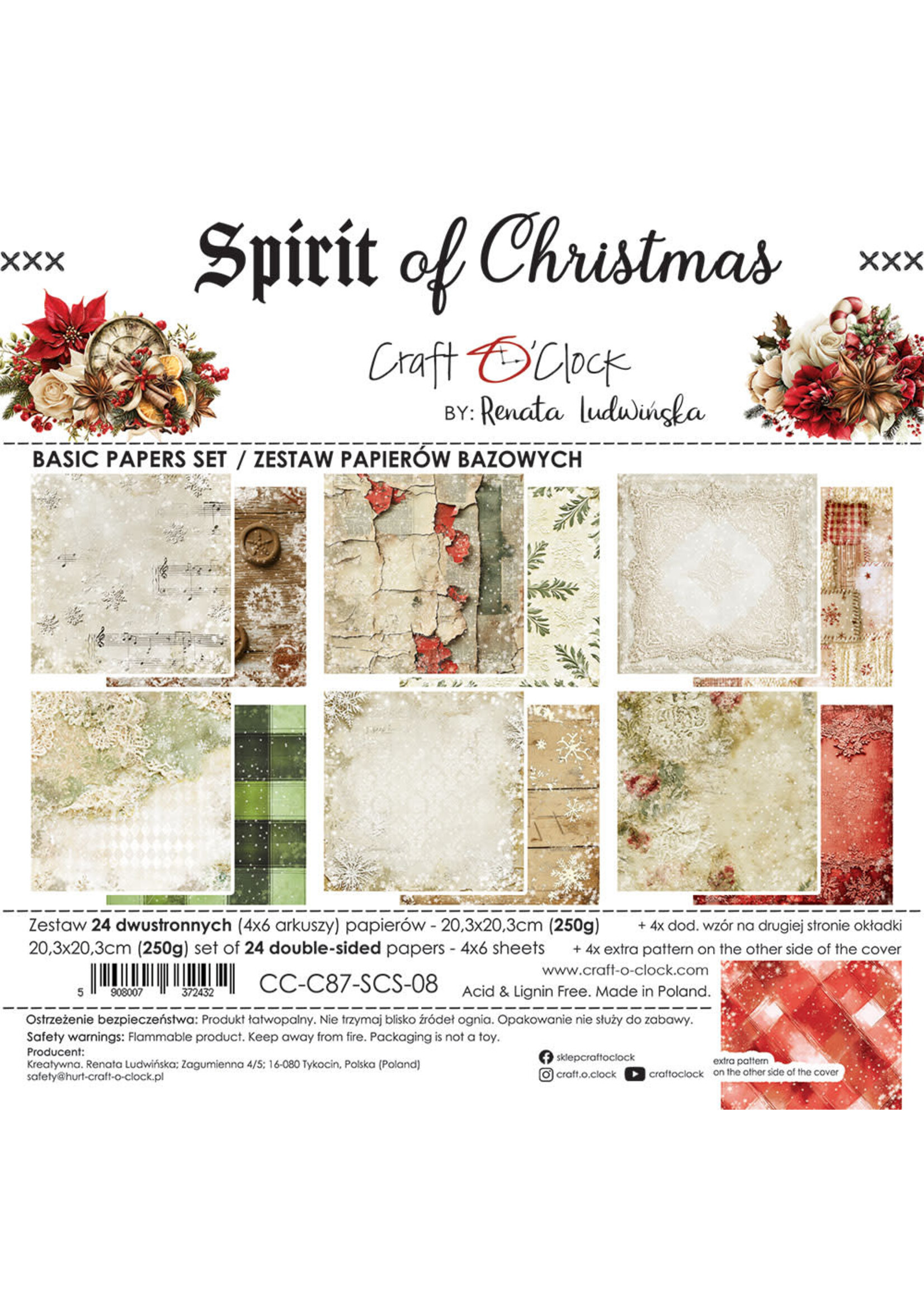 SPIRIT OF CHRISTMAS - een set papieren van 20,3x20,3 cm - BASIC