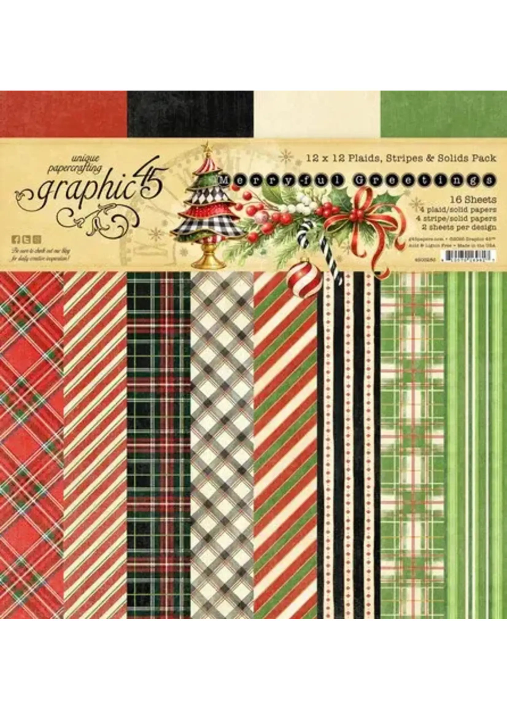 Merry-ful Greetings 12x12 Inch Plaids & Stripes Pack (4503283)