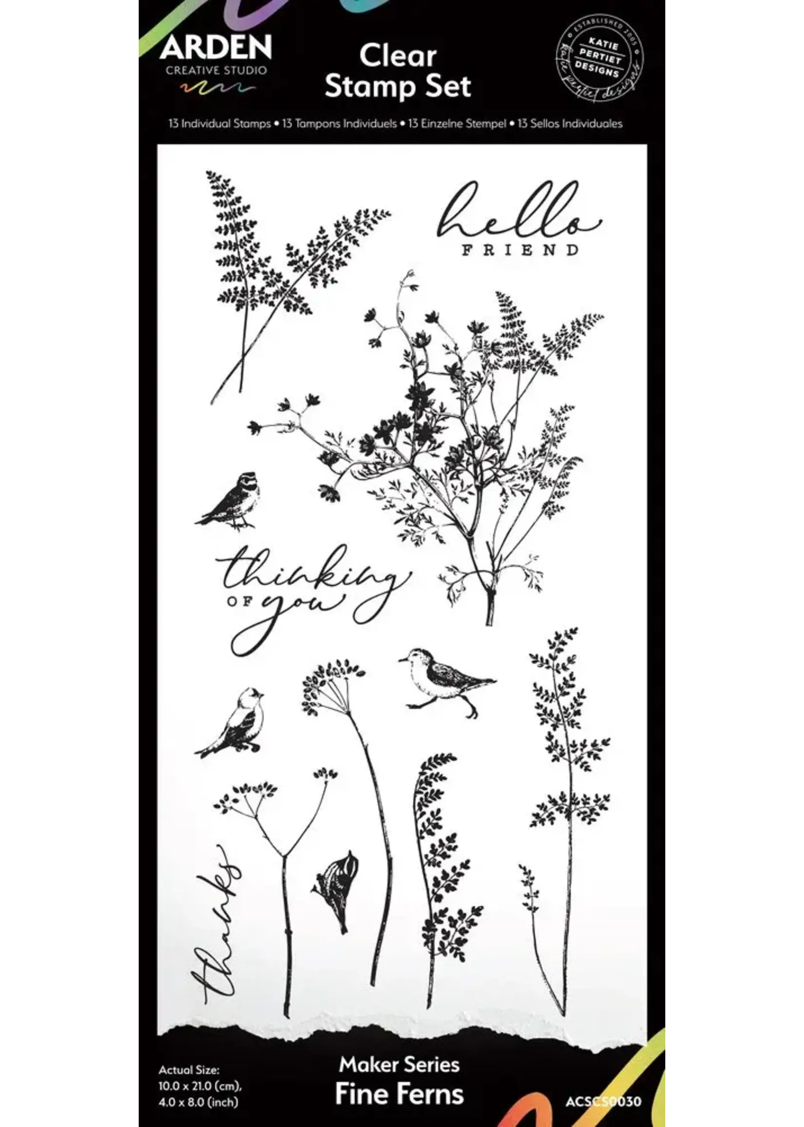 Maker Series 4x8 Inch Clear Stamp Set Fine Ferns by Katie Pertiet (ACSCS0030)