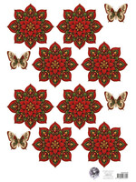 Fairybells combi knipvel voor pop-up en decoupage - kerstbloem rood # uitlevering start 31 aug