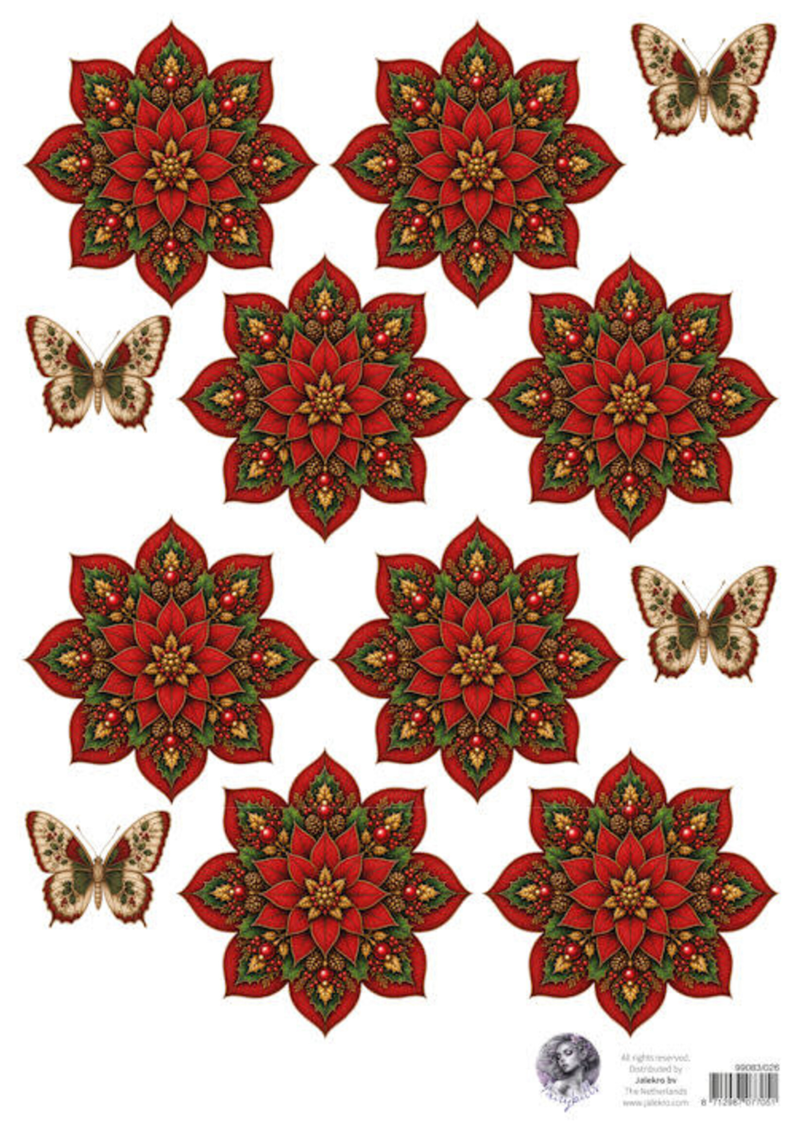 Fairybells combi knipvel voor pop-up en decoupage - kerstbloem rood # uitlevering start 31 aug