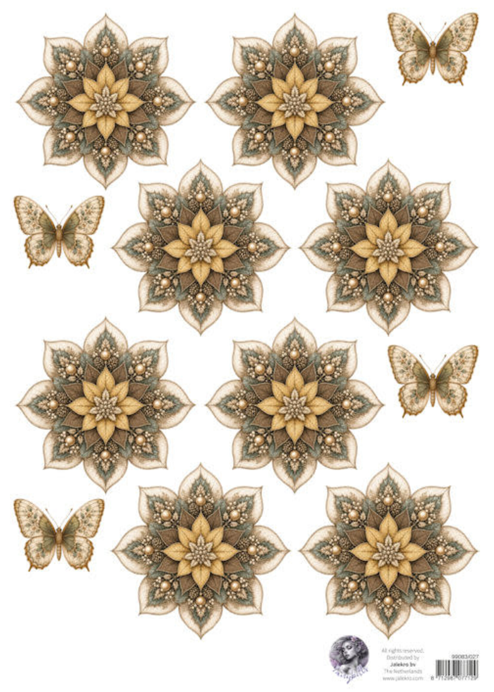Fairybells combi knipvel voor pop-up en decoupage - kerstbloem beige # uitlevering start 31 au