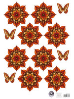 Fairybells combi knipvel voor pop-up en decoupage - herfstbloem oranje # uitlevering start 31