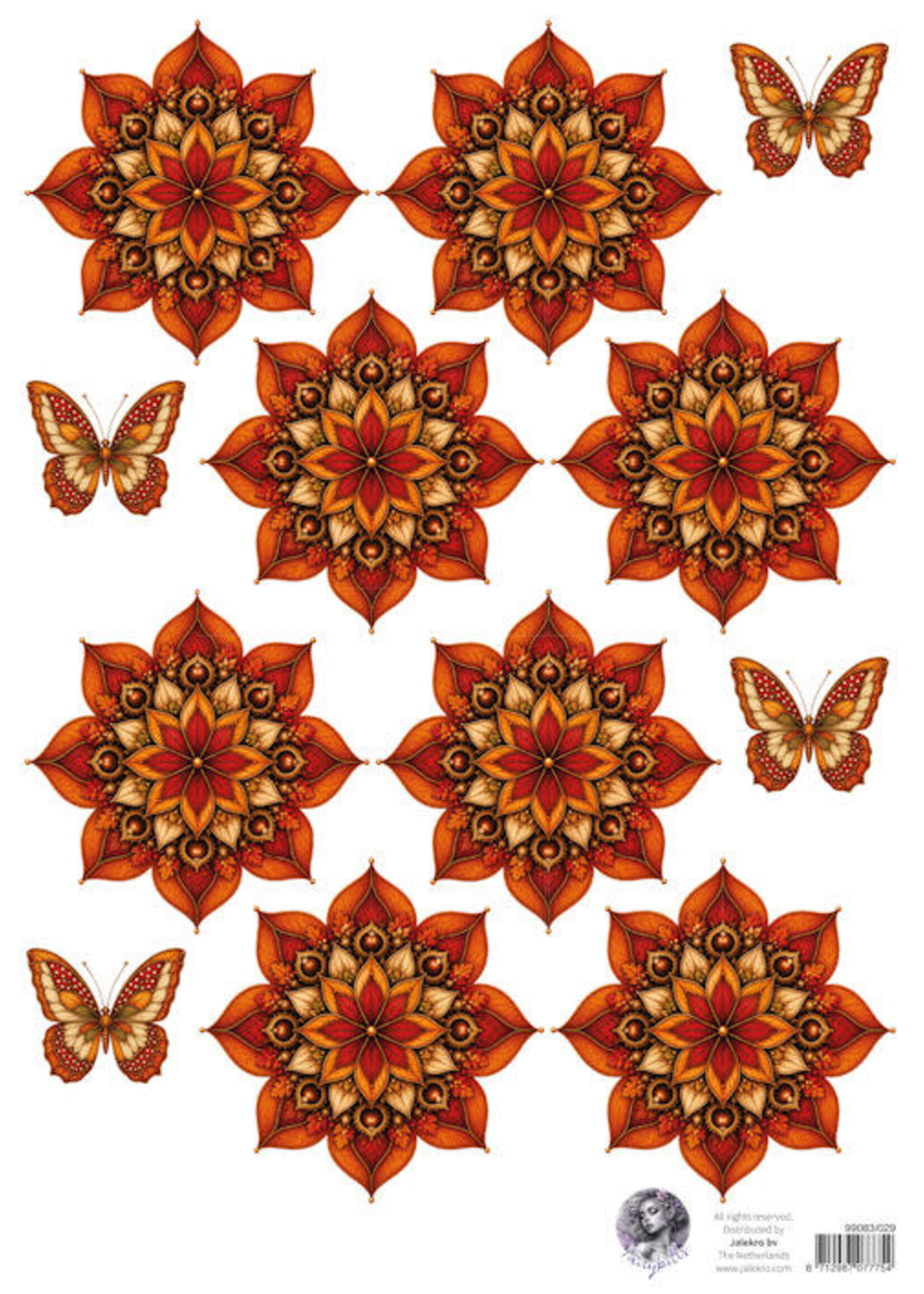 Fairybells combi knipvel voor pop-up en decoupage - herfstbloem oranje # uitlevering start 31