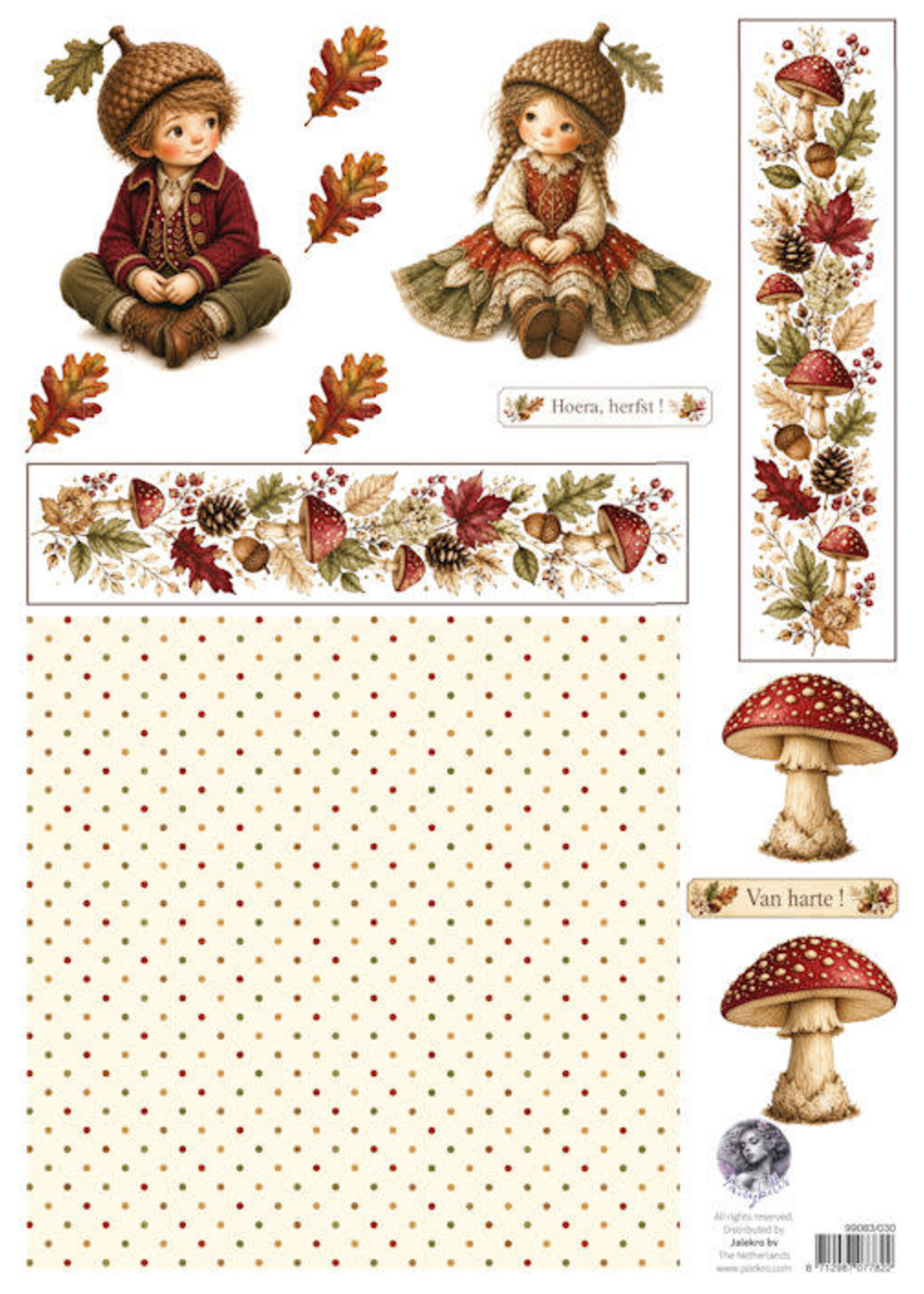 Fairybells combi knipvel voor pop-up en decoupage - herfst groen-oranje # uitlevering start 31